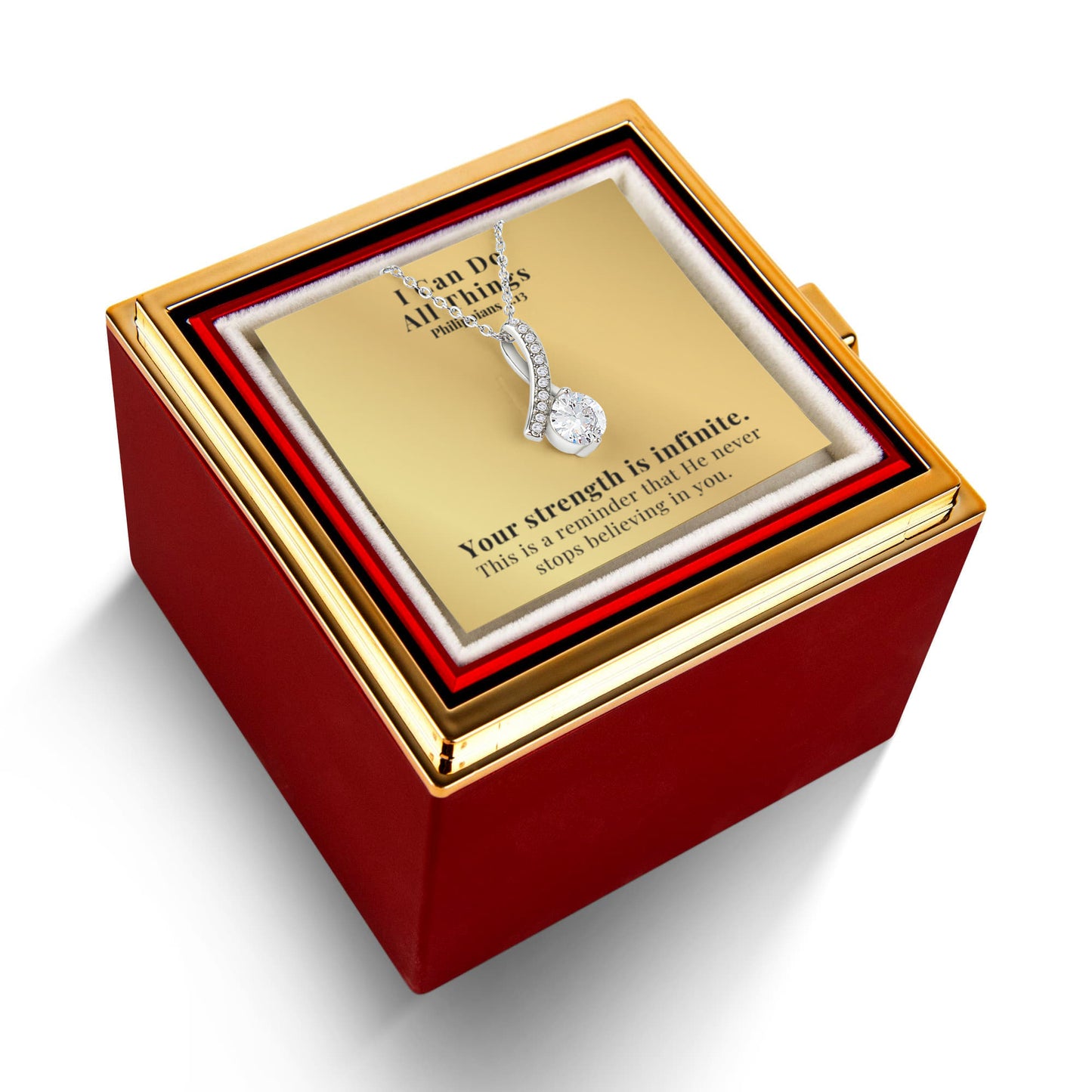 I Can Do All Things (Philippians 4:13) | Alluring Beauty Necklace in Rotating Rose Gift Box