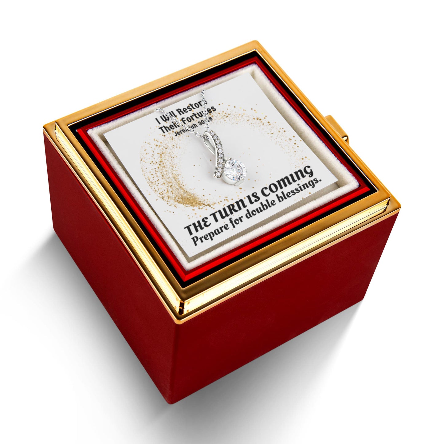 I Will Restore Their Fortunes (Jeremiah 30:18) | Alluring Beauty Necklace in Rotating Rose Gift Box