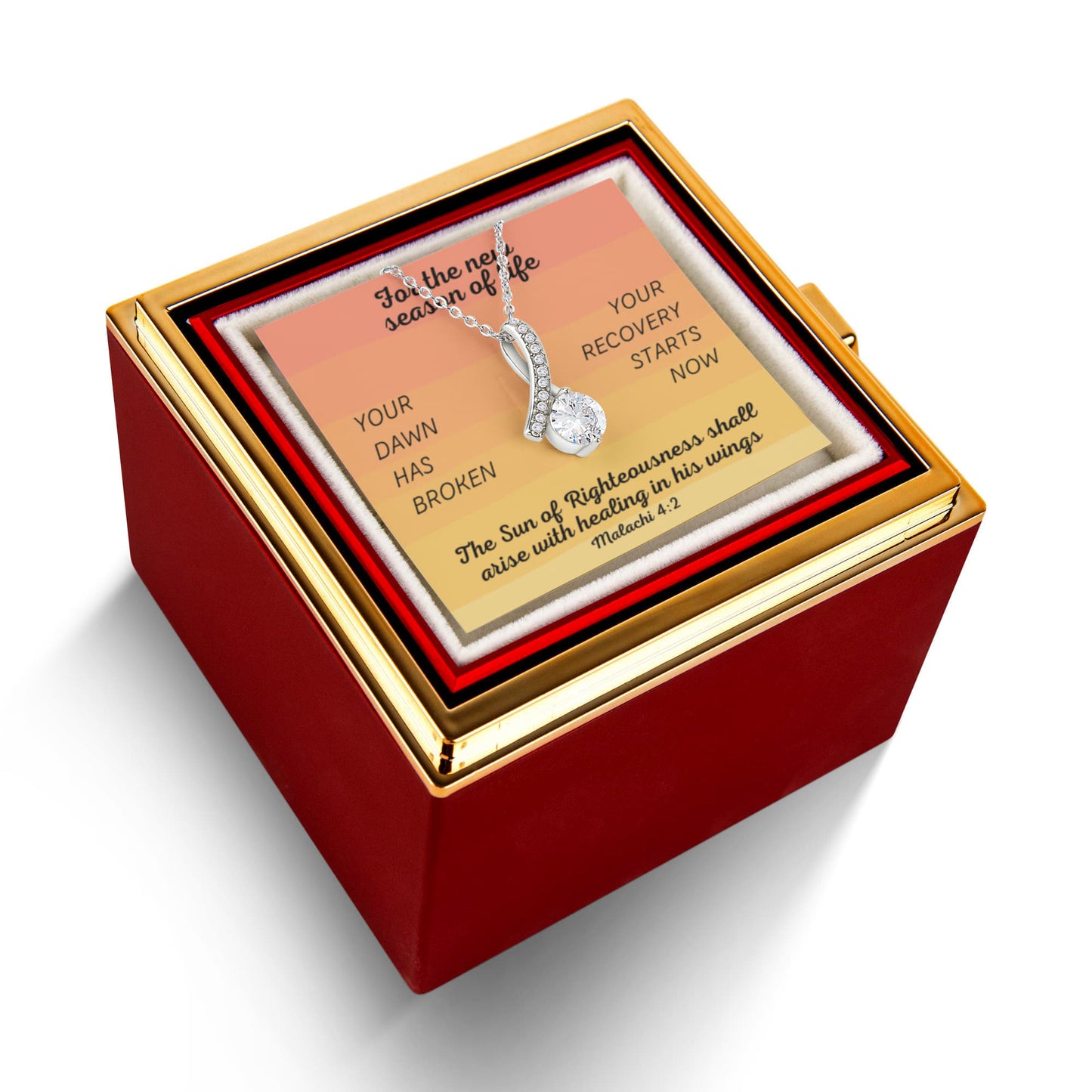 Healing In His Wings (Malachi 4:2) | Alluring Beauty Necklace in Rotating Rose Gift Box