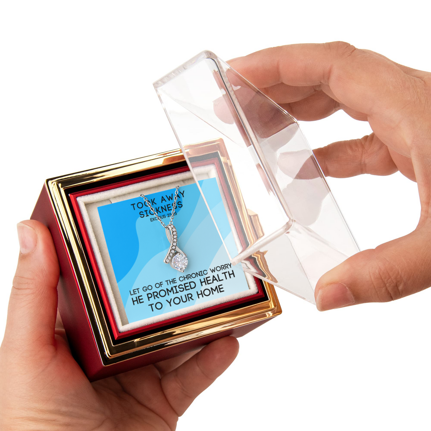 Took Away Sickness (Exodus 23:25) | Alluring Beauty Necklace in Rotating Rose Gift Box