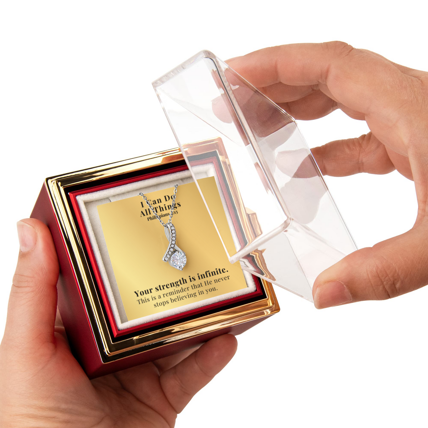 I Can Do All Things (Philippians 4:13) | Alluring Beauty Necklace in Rotating Rose Gift Box