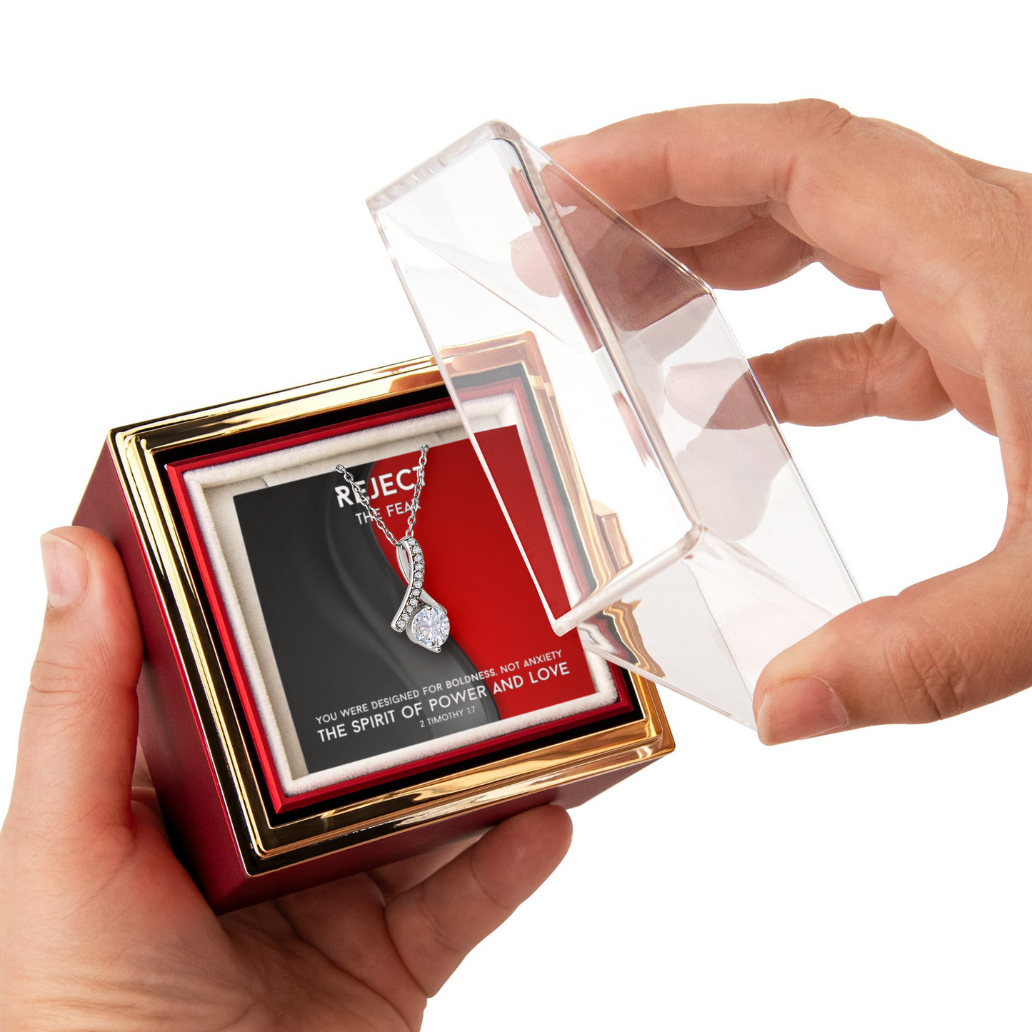 The Spirit Of Power And Love (2 Timothy 1:7) | Alluring Beauty Necklace in Rotating Rose Gift Box