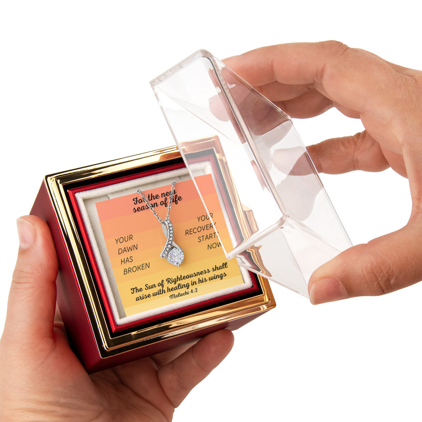 Healing In His Wings (Malachi 4:2) | Alluring Beauty Necklace in Rotating Rose Gift Box