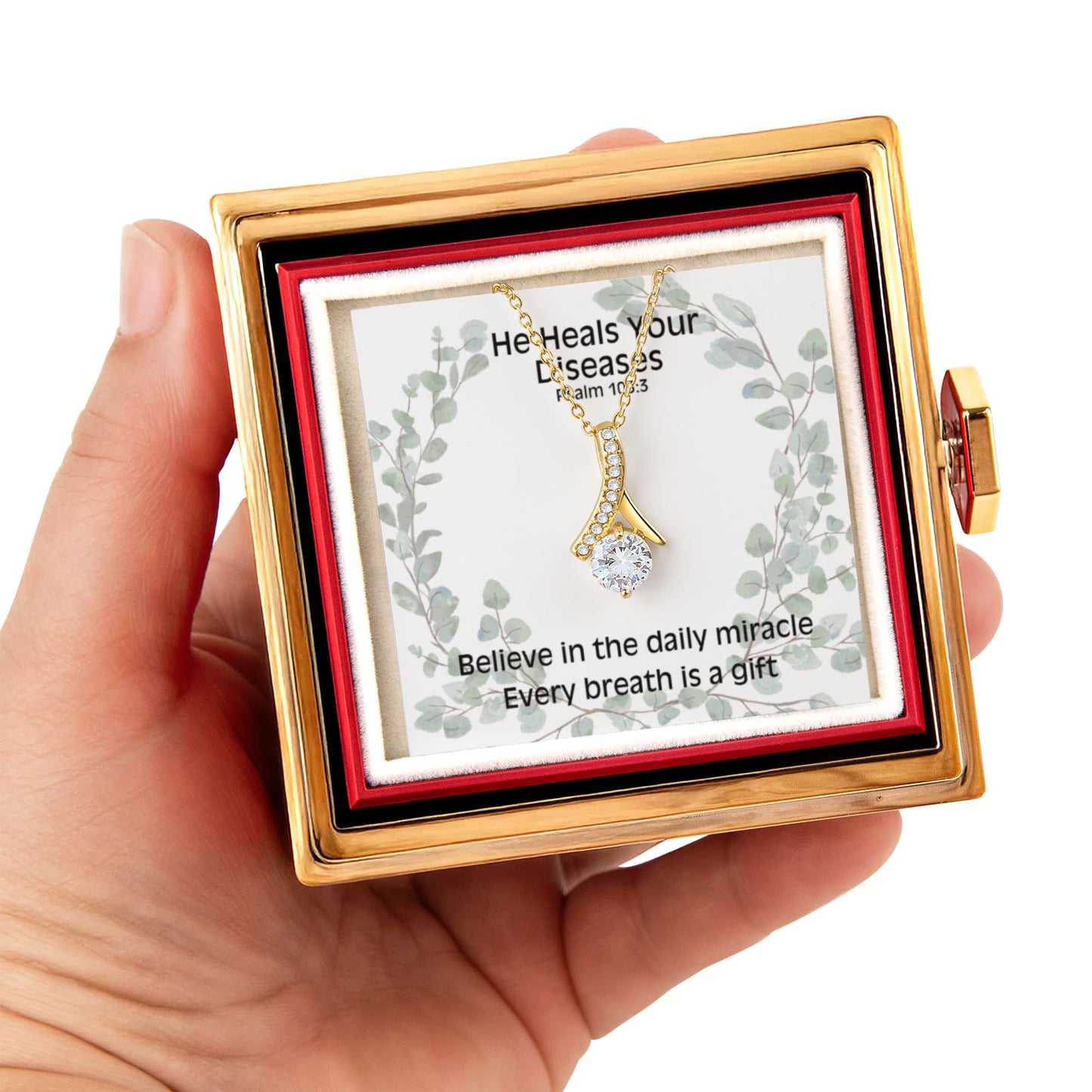 He Heals Your Diseases (Psalm 103:3) | Alluring Beauty Necklace in Rotating Rose Gift Box
