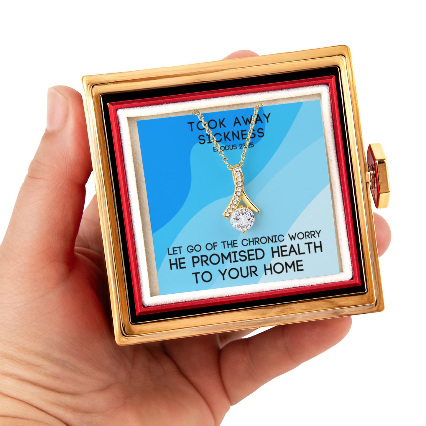 Took Away Sickness (Exodus 23:25) | Alluring Beauty Necklace in Rotating Rose Gift Box