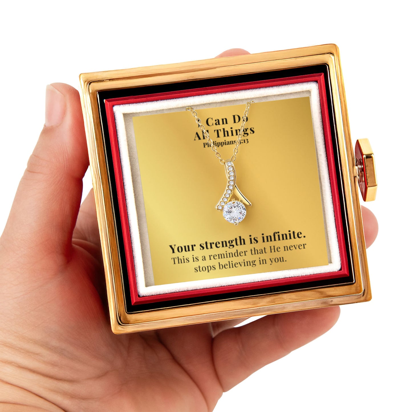I Can Do All Things (Philippians 4:13) | Alluring Beauty Necklace in Rotating Rose Gift Box