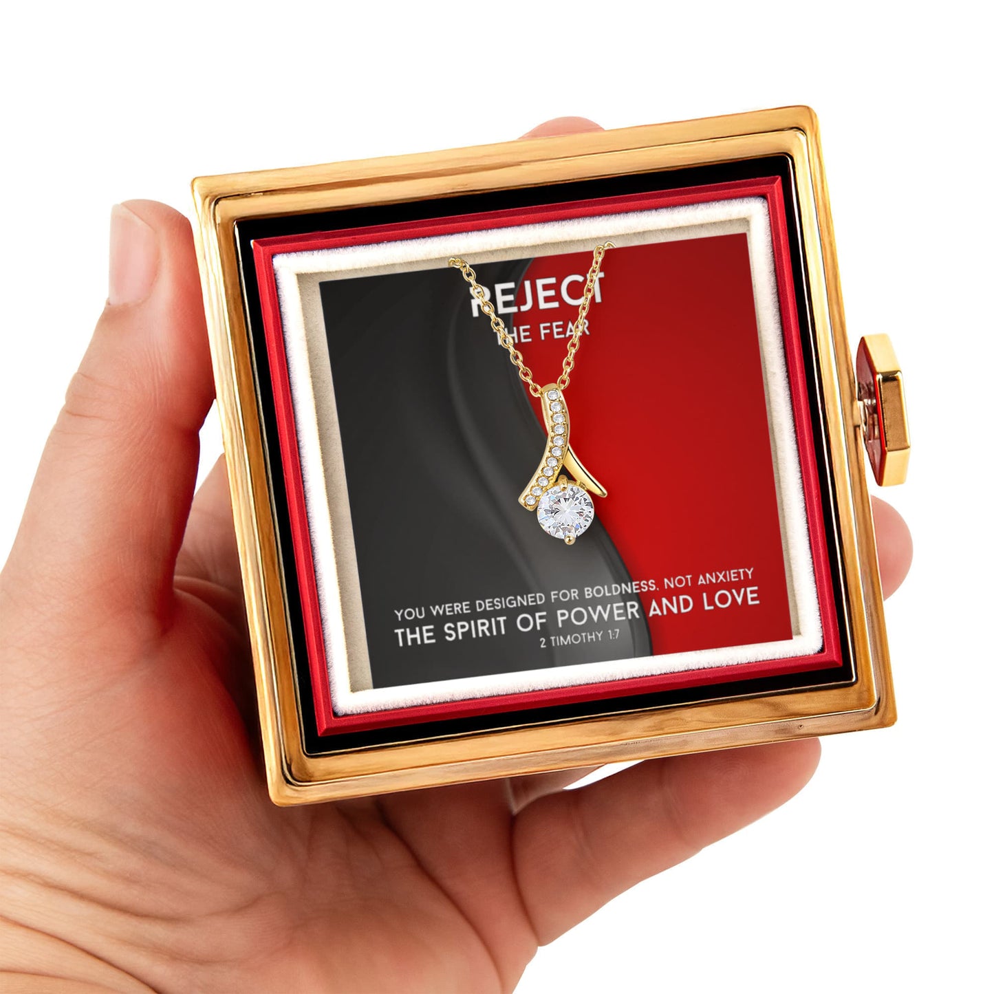 The Spirit Of Power And Love (2 Timothy 1:7) | Alluring Beauty Necklace in Rotating Rose Gift Box