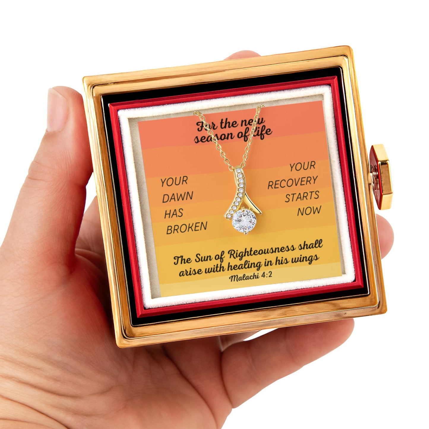 Healing In His Wings (Malachi 4:2) | Alluring Beauty Necklace in Rotating Rose Gift Box