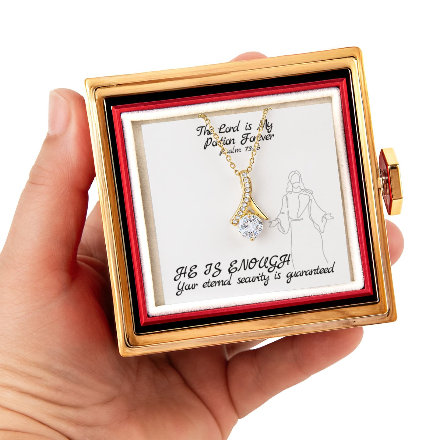 The Lord is My Portion Forever (Psalm 73:26) | Alluring Beauty Necklace in Rotating Rose Gift Box