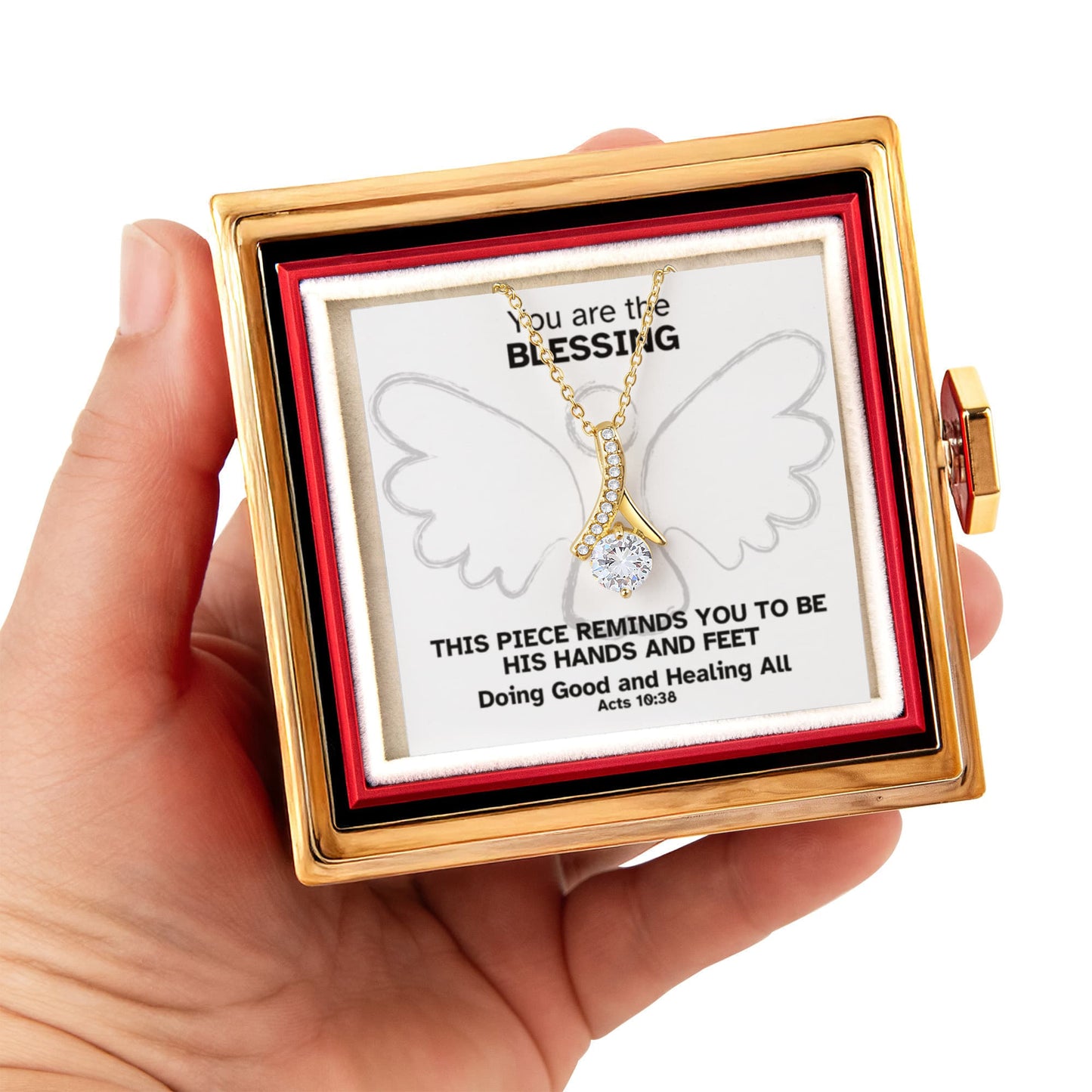 Doing Good And Healing All (Acts 10:38) | Alluring Beauty Necklace in Rotating Rose Gift Box