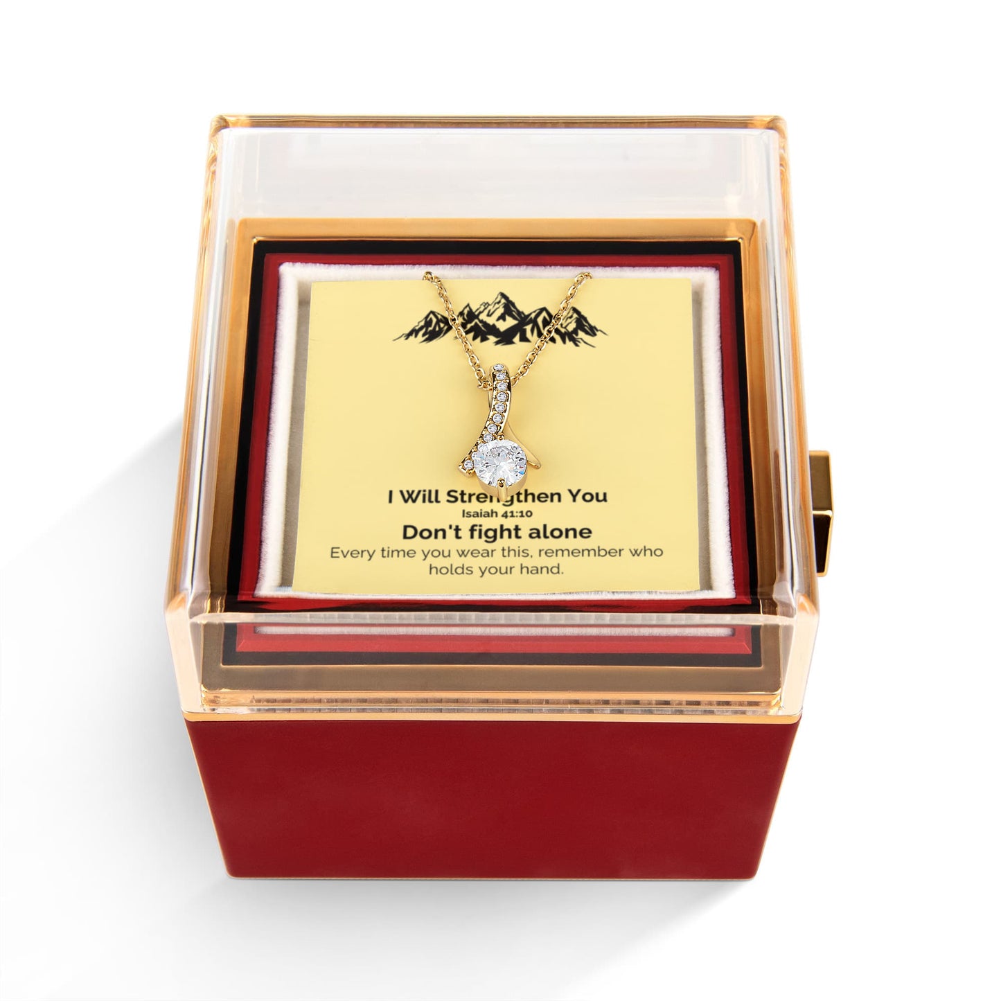 I Will Strengthen You (Isaiah 41:10) | Alluring Beauty Necklace in Rotating Rose Gift Box