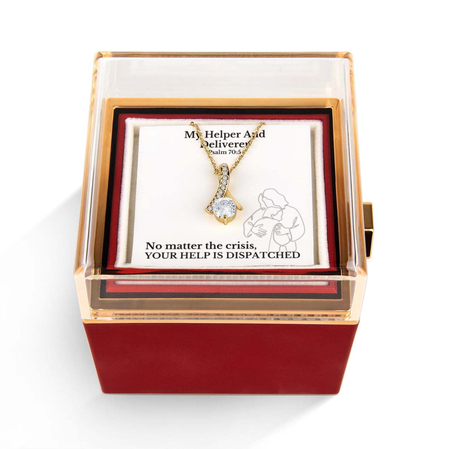 My Helper And Deliverer (Psalm 70:5) | Alluring Beauty Necklace in Rotating Rose Gift Box