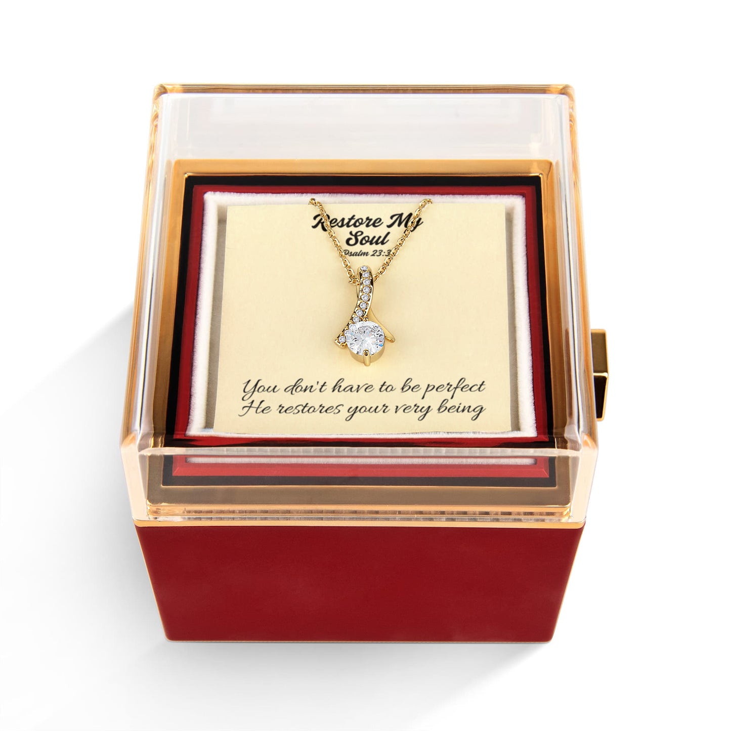 Restore My Soul (Psalm 23:3) | Alluring Beauty Necklace in Rotating Rose Gift Box