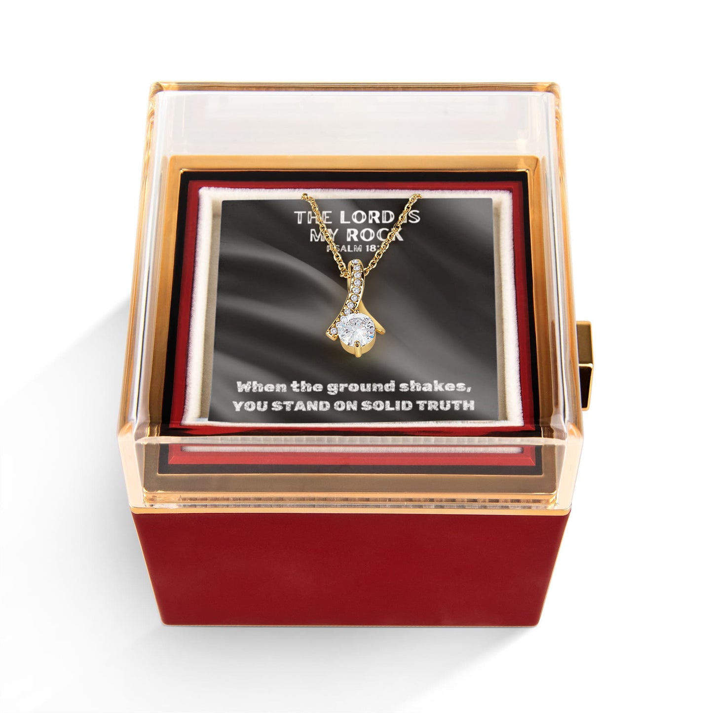 The Lord Is My Rock (Psalm 18:2) | Alluring Beauty Necklace in Rotating Rose Gift Box