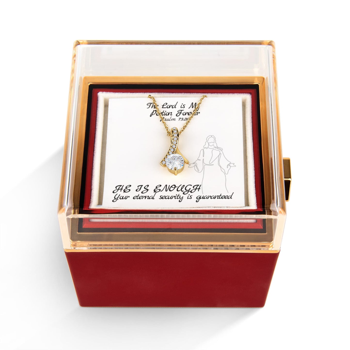 The Lord is My Portion Forever (Psalm 73:26) | Alluring Beauty Necklace in Rotating Rose Gift Box