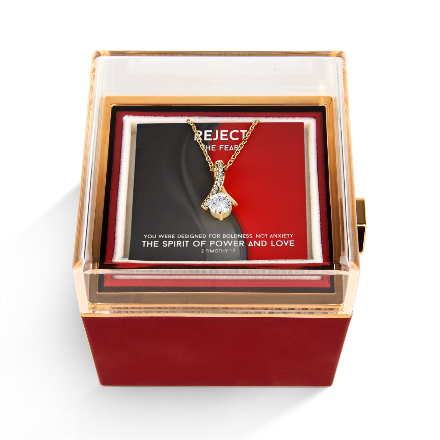 The Spirit Of Power And Love (2 Timothy 1:7) | Alluring Beauty Necklace in Rotating Rose Gift Box