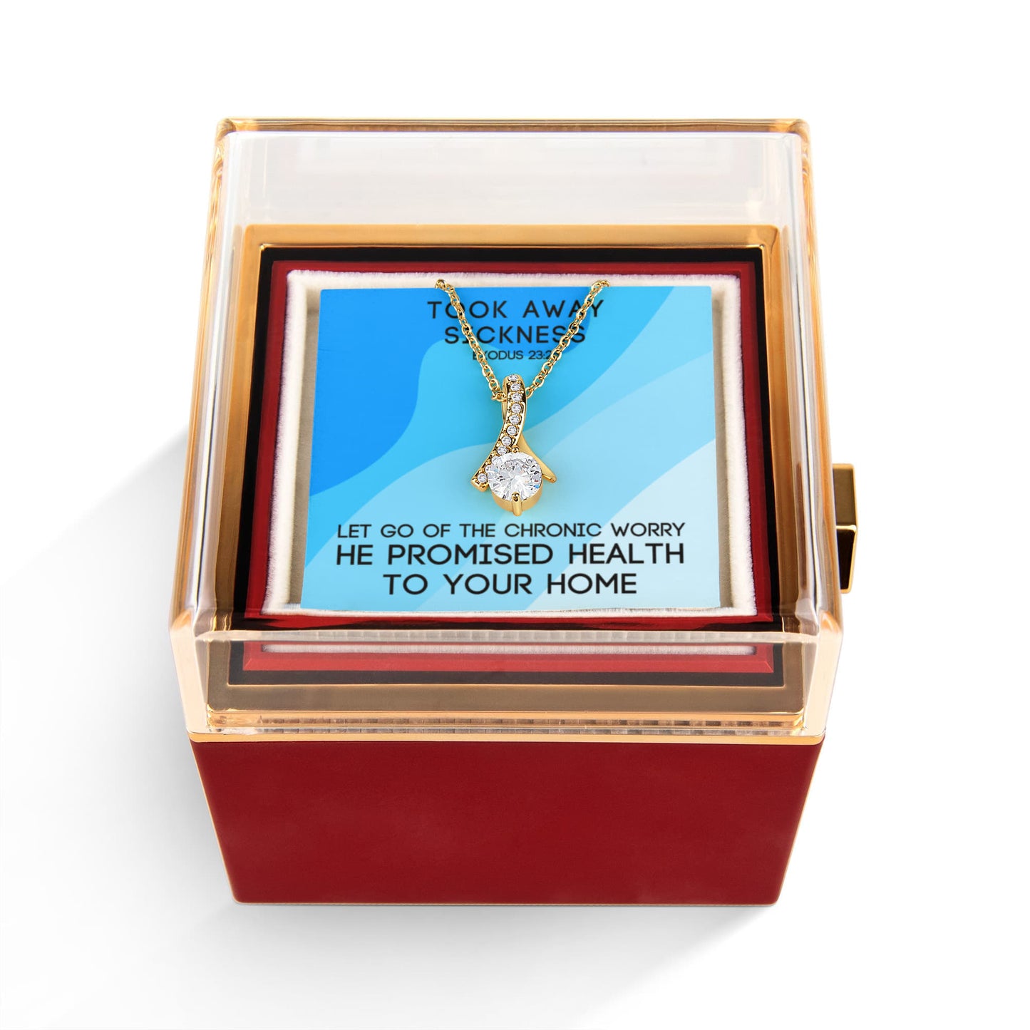 Took Away Sickness (Exodus 23:25) | Alluring Beauty Necklace in Rotating Rose Gift Box