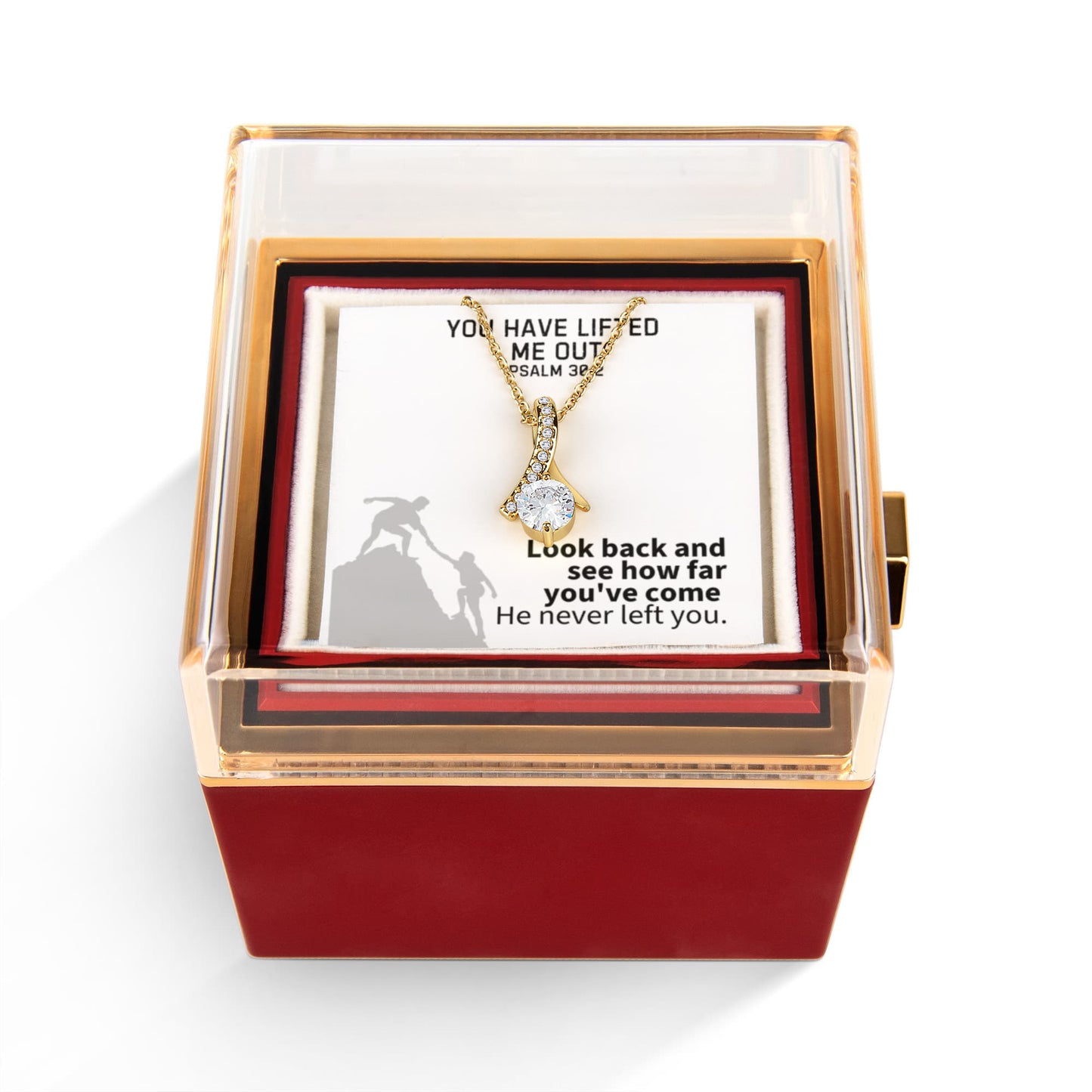 You Have Lifted Me Out (Psalm 30:2) | Alluring Beauty Necklace in Rotating Rose Gift Box