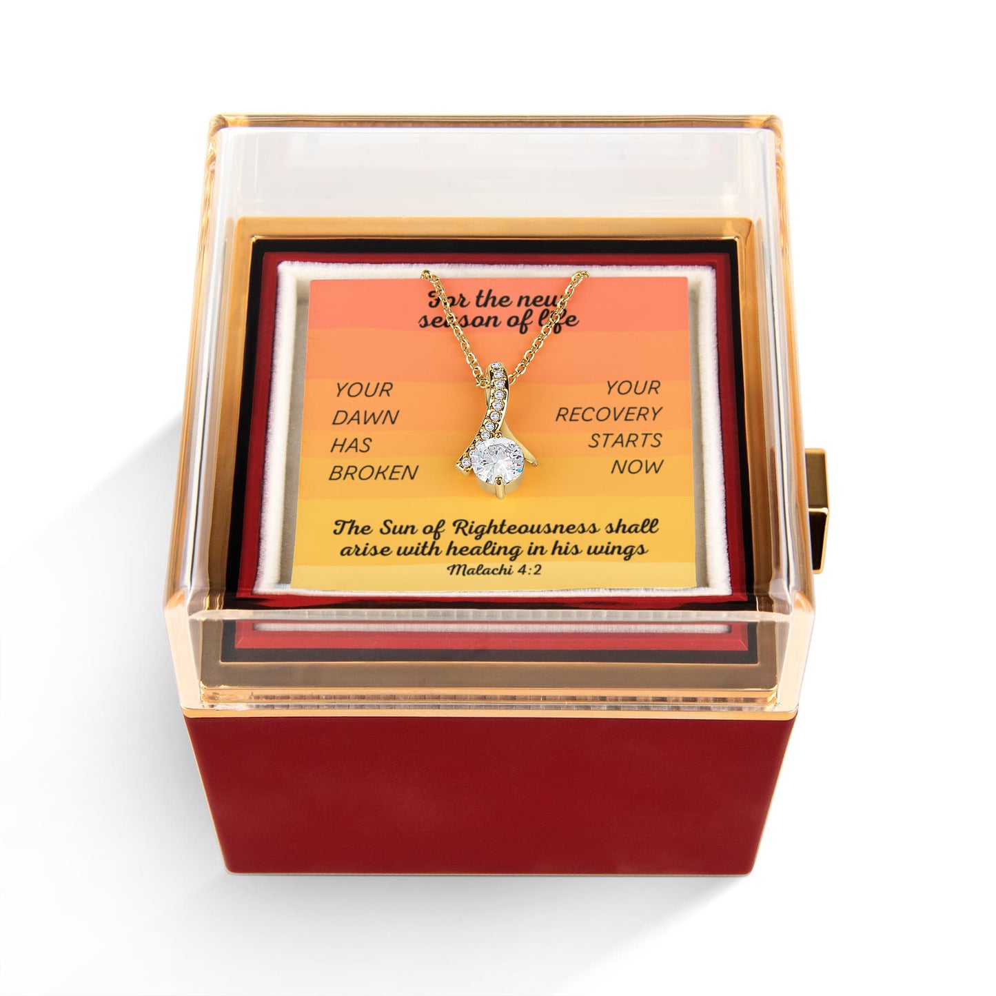 Healing In His Wings (Malachi 4:2) | Alluring Beauty Necklace in Rotating Rose Gift Box