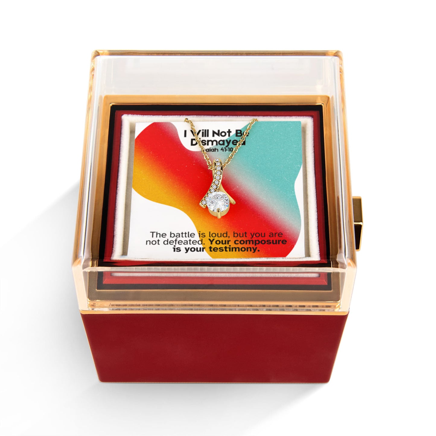 I Will Not Be Dismayed (Isaiah 41:10) | Alluring Beauty Necklace in Rotating Rose Gift Box
