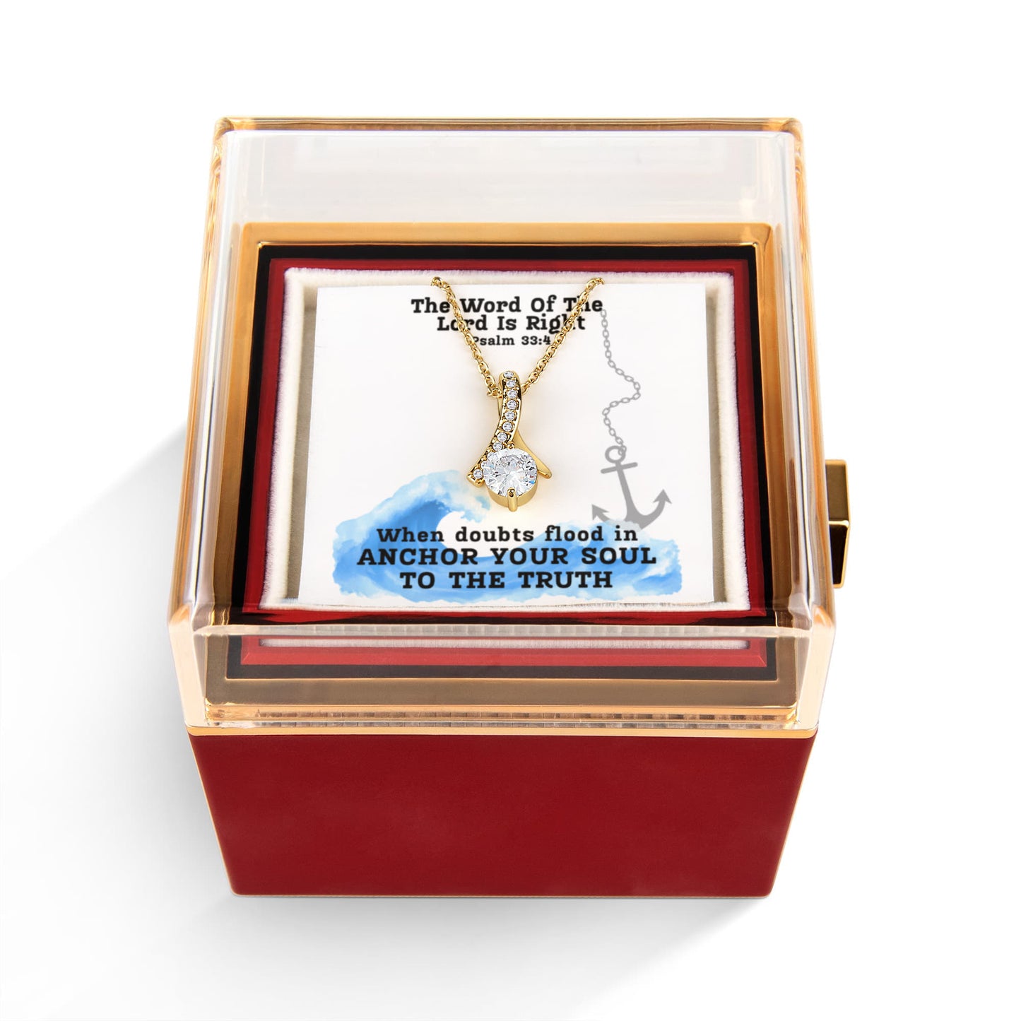 The Word Of The Lord Is Right (Psalm 33:4) | Alluring Beauty Necklace in Rotating Rose Gift Box