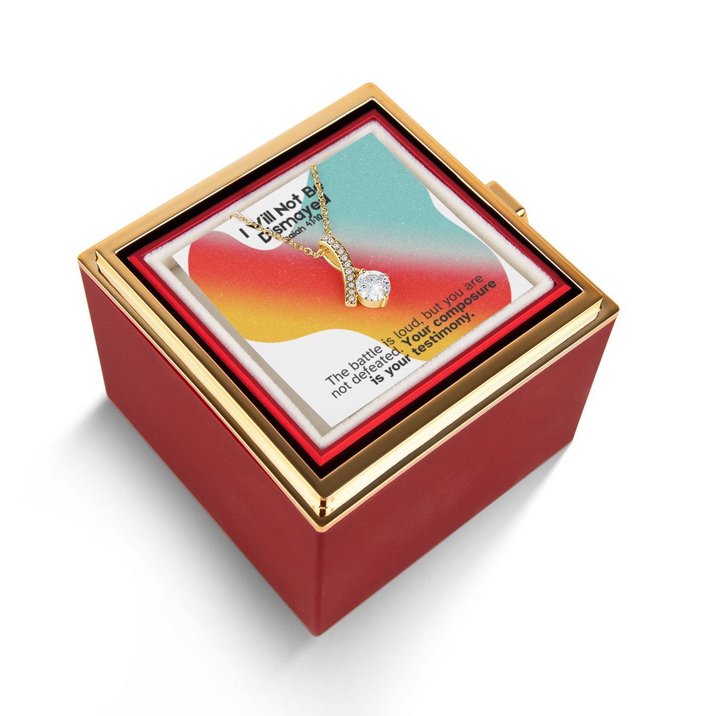 I Will Not Be Dismayed (Isaiah 41:10) | Alluring Beauty Necklace in Rotating Rose Gift Box