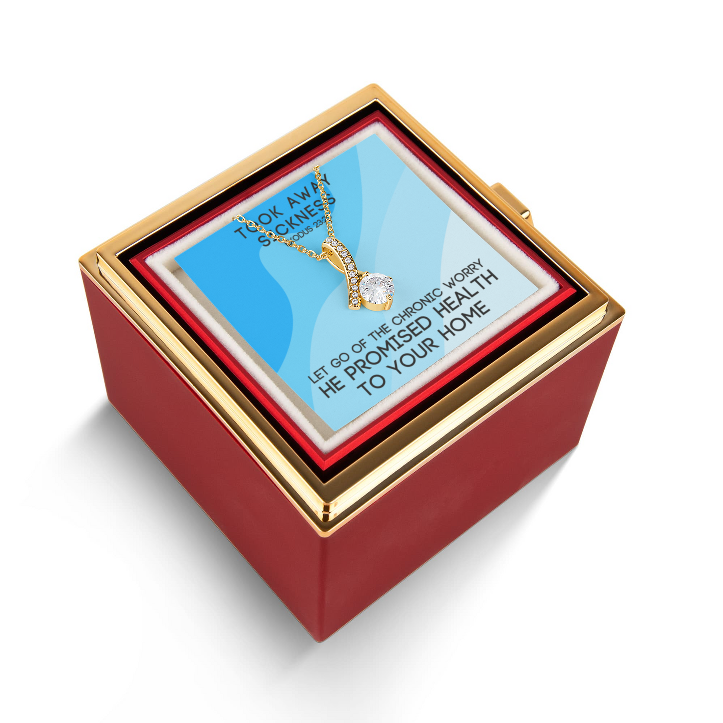 Took Away Sickness (Exodus 23:25) | Alluring Beauty Necklace in Rotating Rose Gift Box