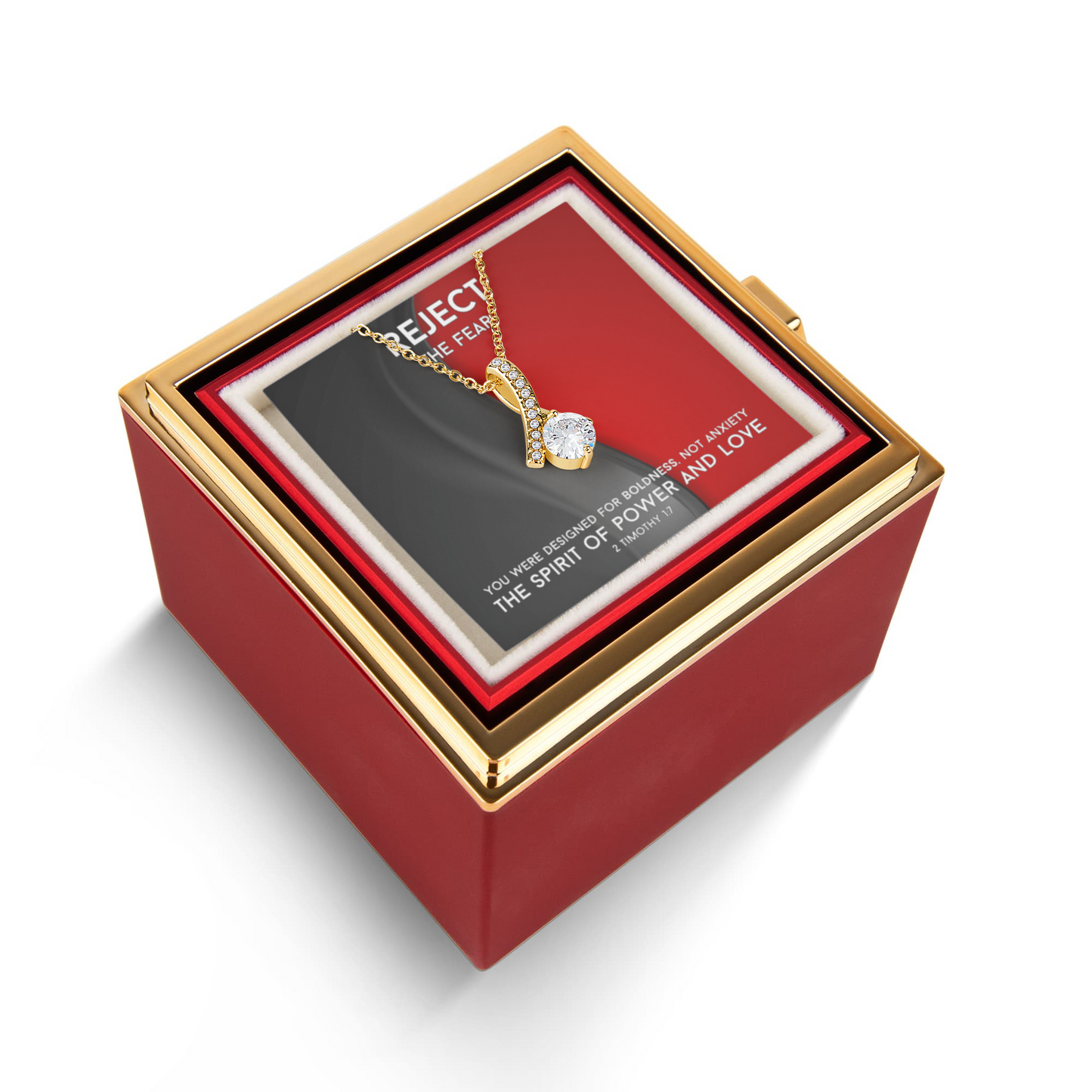 The Spirit Of Power And Love (2 Timothy 1:7) | Alluring Beauty Necklace in Rotating Rose Gift Box