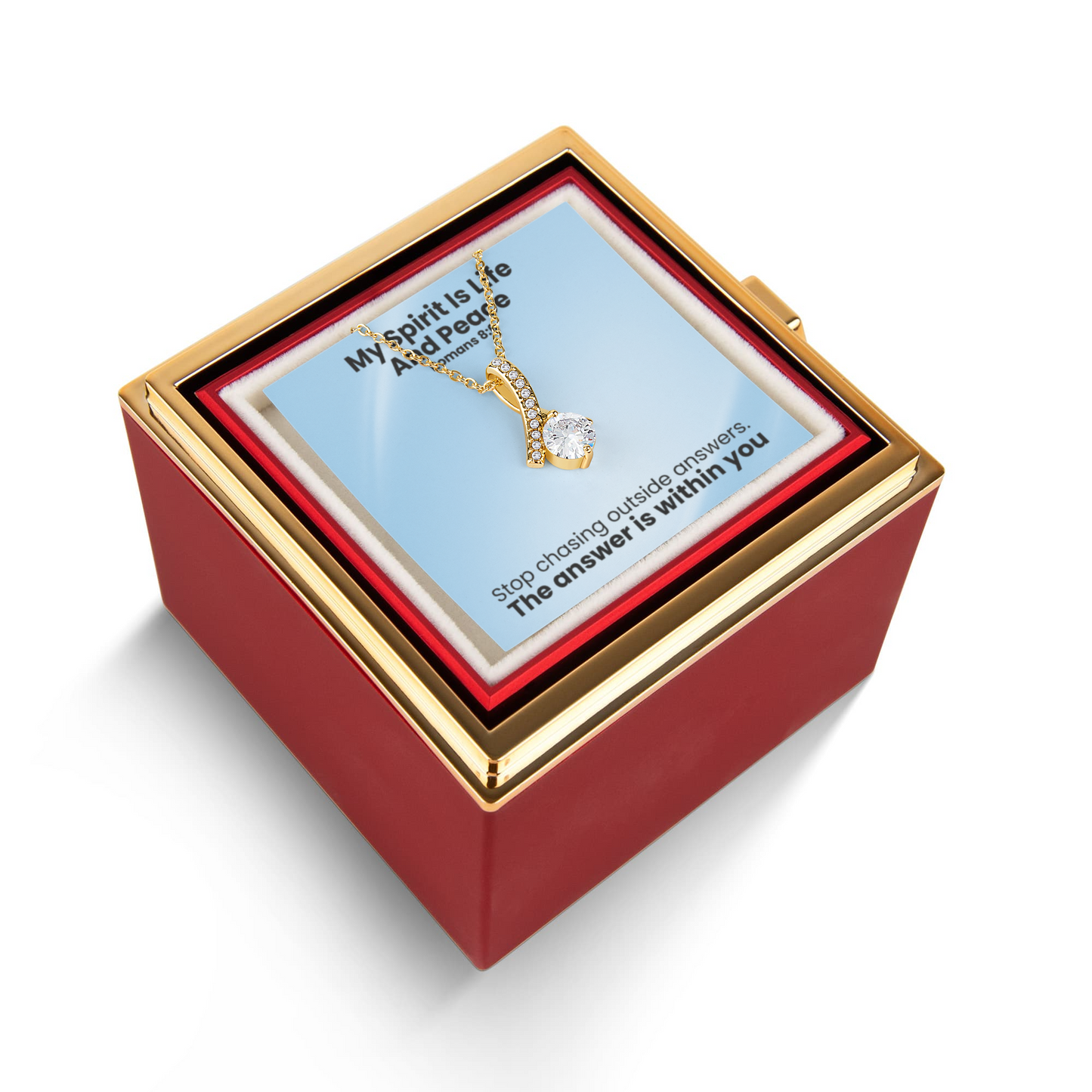 My Spirit Is Life And Peace (Romans 8:6) | Alluring Beauty Necklace in Rotating Rose Gift Box