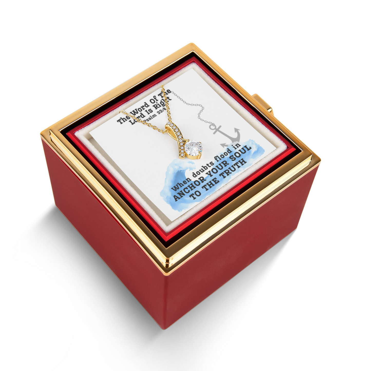 The Word Of The Lord Is Right (Psalm 33:4) | Alluring Beauty Necklace in Rotating Rose Gift Box