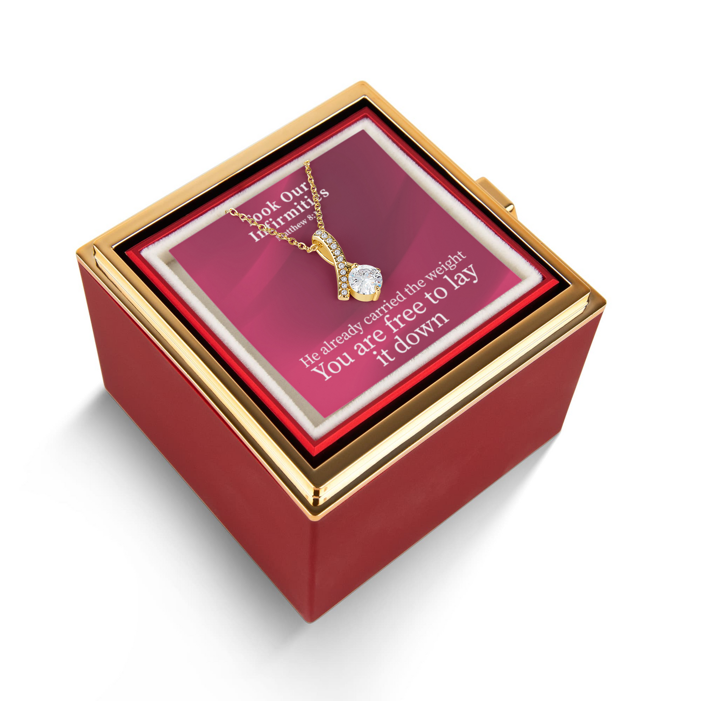 Took Our Infirmities (Matthew :17) | Alluring Beauty Necklace in Rotating Rose Gift Box