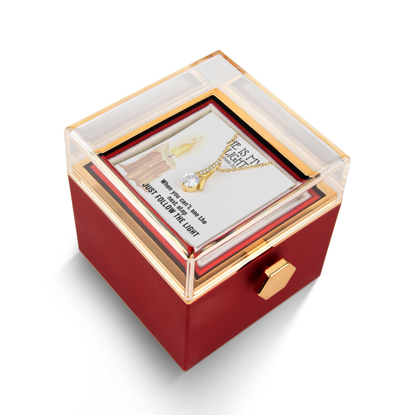 He Is My Light (Psalm 27:1) | Alluring Beauty Necklace in Rotating Rose Gift Box
