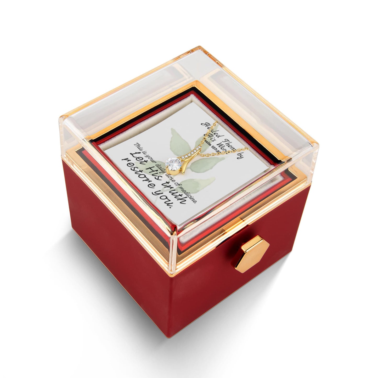 Healed Them By His Words (Psalm 107:20) | Alluring Beauty Necklace in Rotating Rose Gift Box