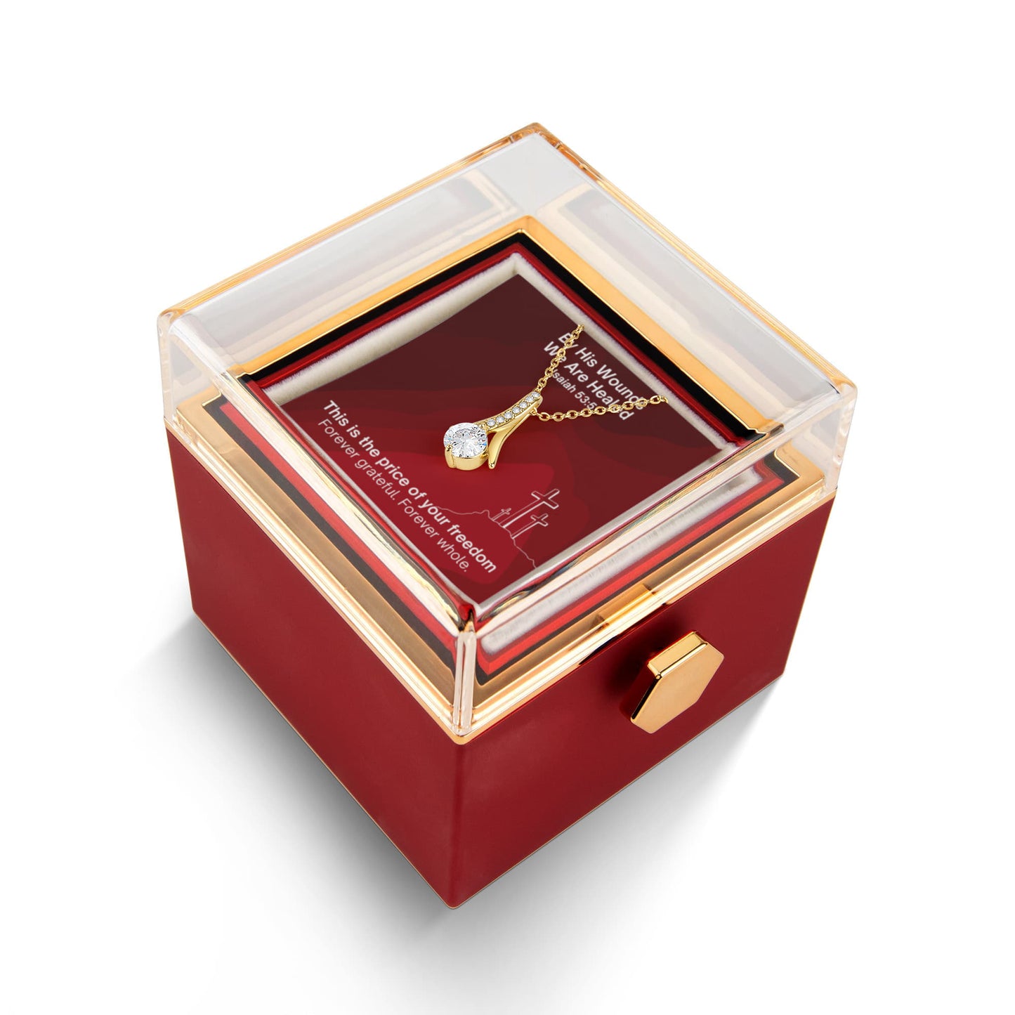 By His Wounds We Are Healed (Isaiah 53:5) | Alluring Beauty Necklace in Rotating Rose Gift Box