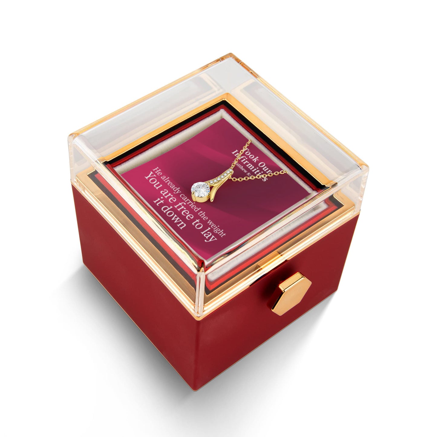 Took Our Infirmities (Matthew :17) | Alluring Beauty Necklace in Rotating Rose Gift Box