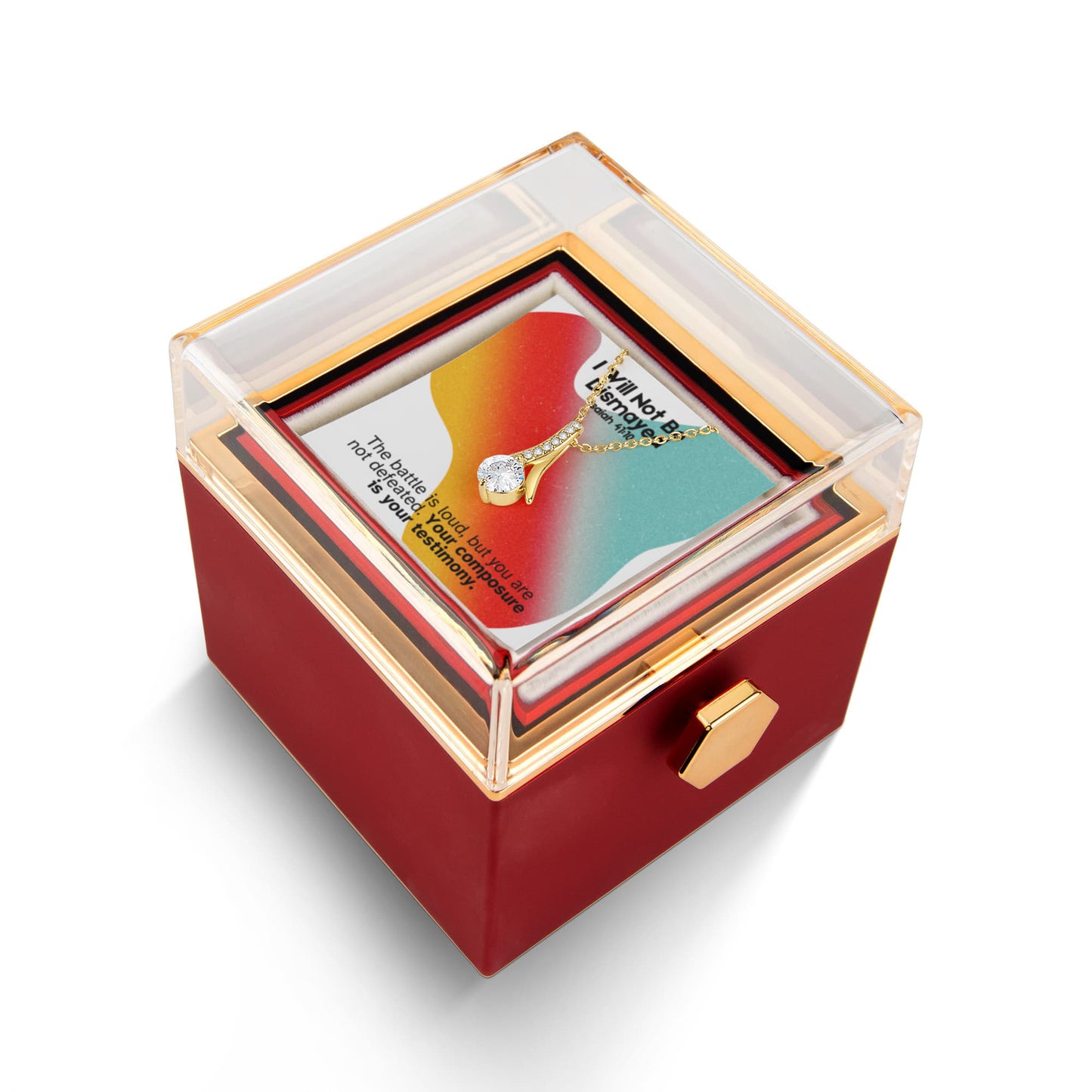 I Will Not Be Dismayed (Isaiah 41:10) | Alluring Beauty Necklace in Rotating Rose Gift Box