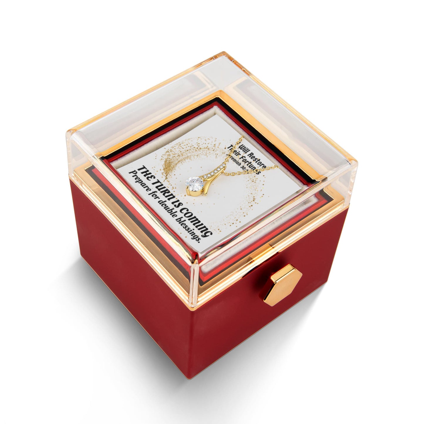 I Will Restore Their Fortunes (Jeremiah 30:18) | Alluring Beauty Necklace in Rotating Rose Gift Box