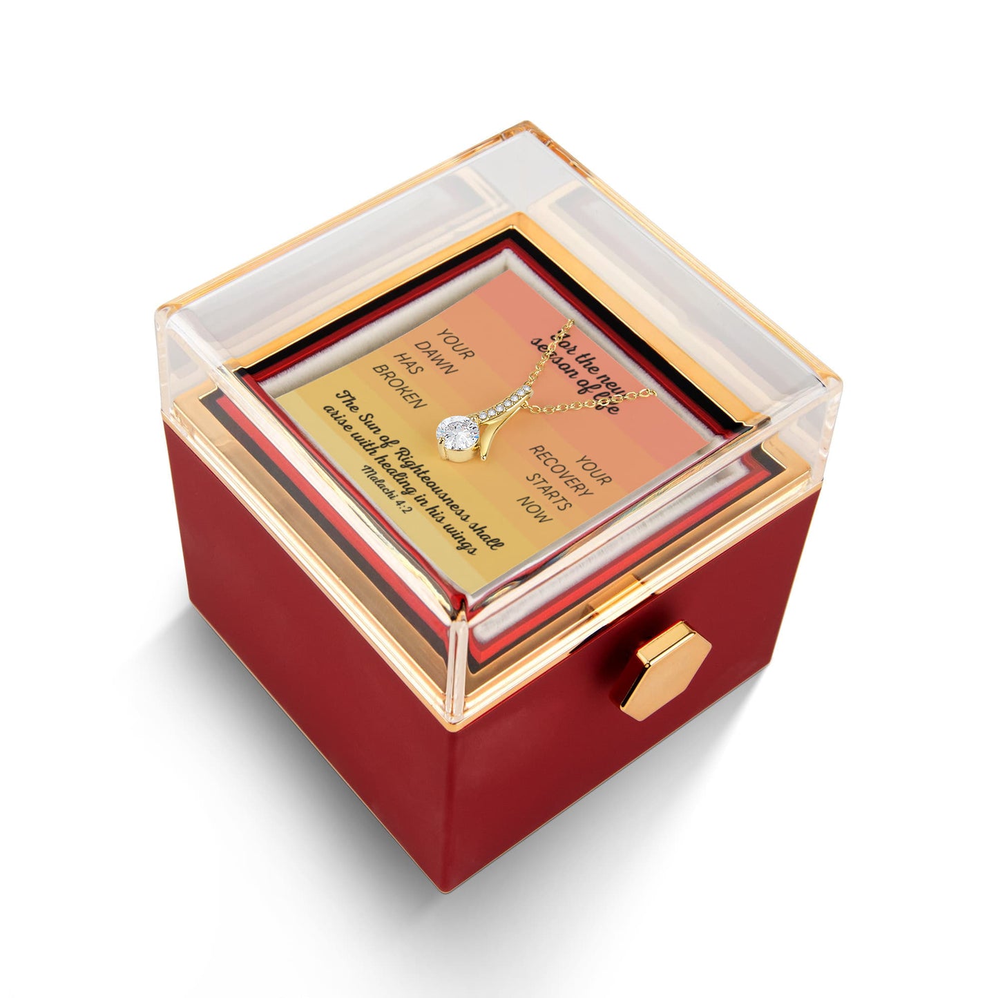 Healing In His Wings (Malachi 4:2) | Alluring Beauty Necklace in Rotating Rose Gift Box