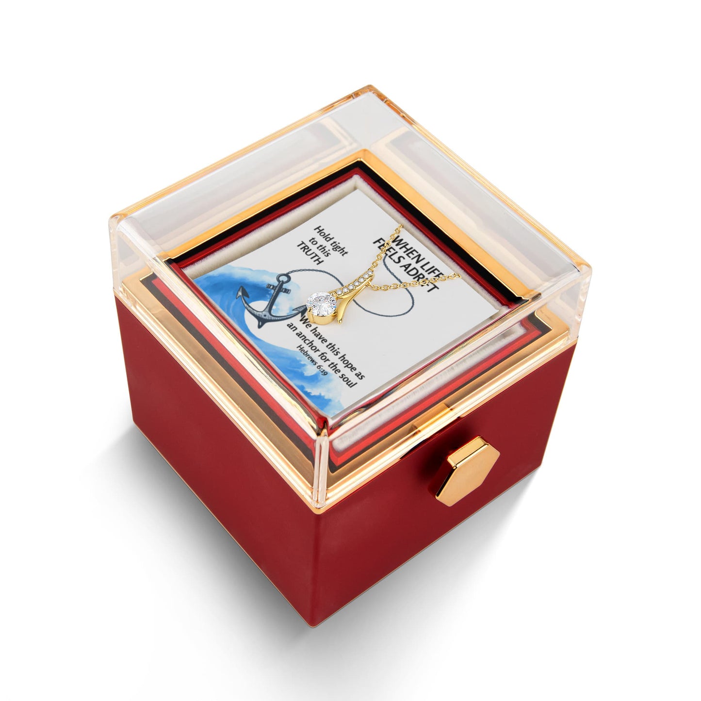 Hope Anchors The Soul (Hebrews 6:19) | Alluring Beauty Necklace in Rotating Rose Gift Box