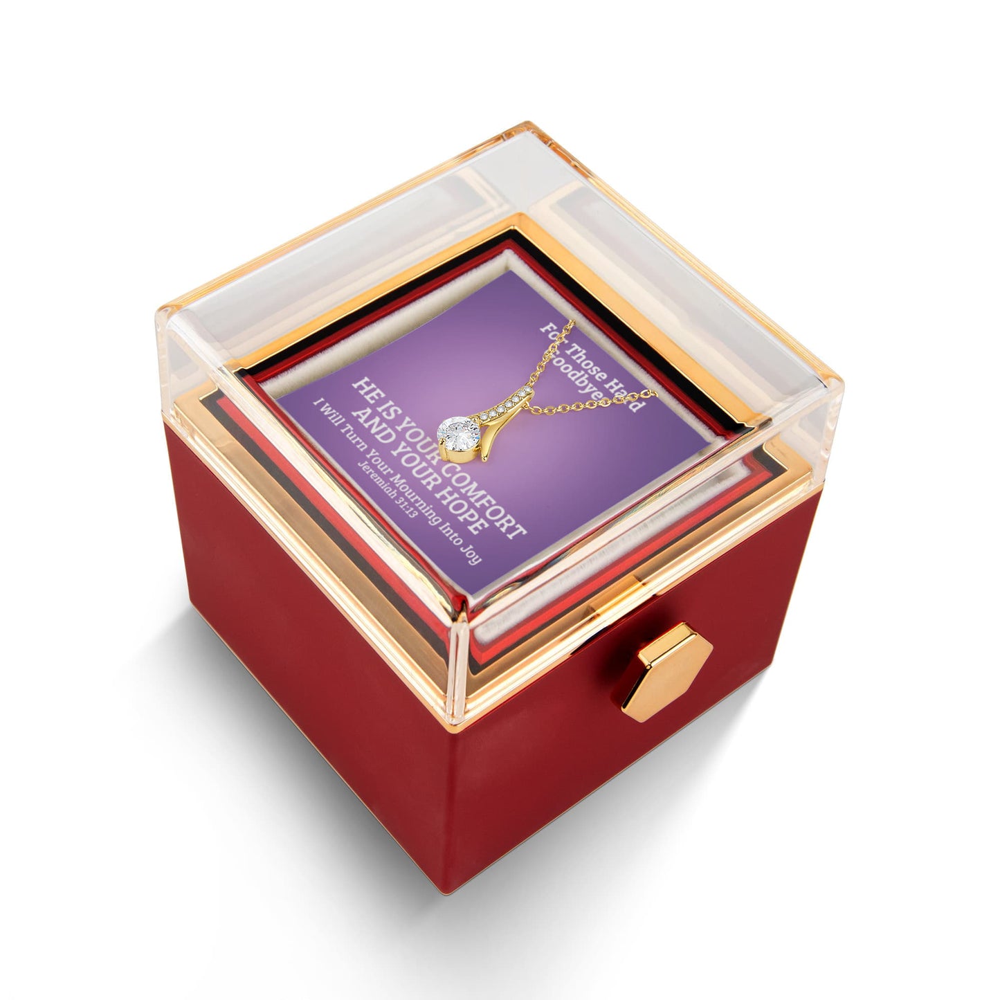I Will Turn Your Mourning Into Joy (Jeremiah 31:13) | Alluring Beauty Necklace in Rotating Rose Gift Box