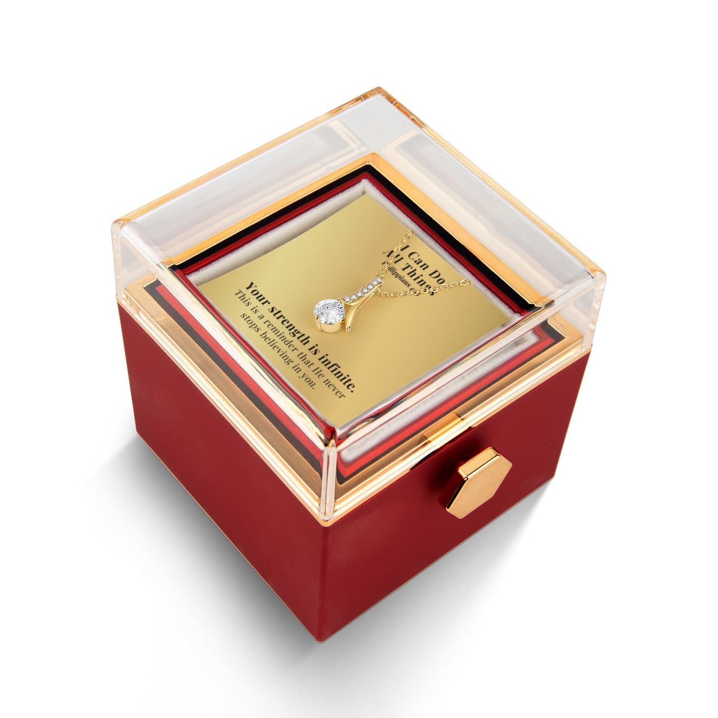 I Can Do All Things (Philippians 4:13) | Alluring Beauty Necklace in Rotating Rose Gift Box