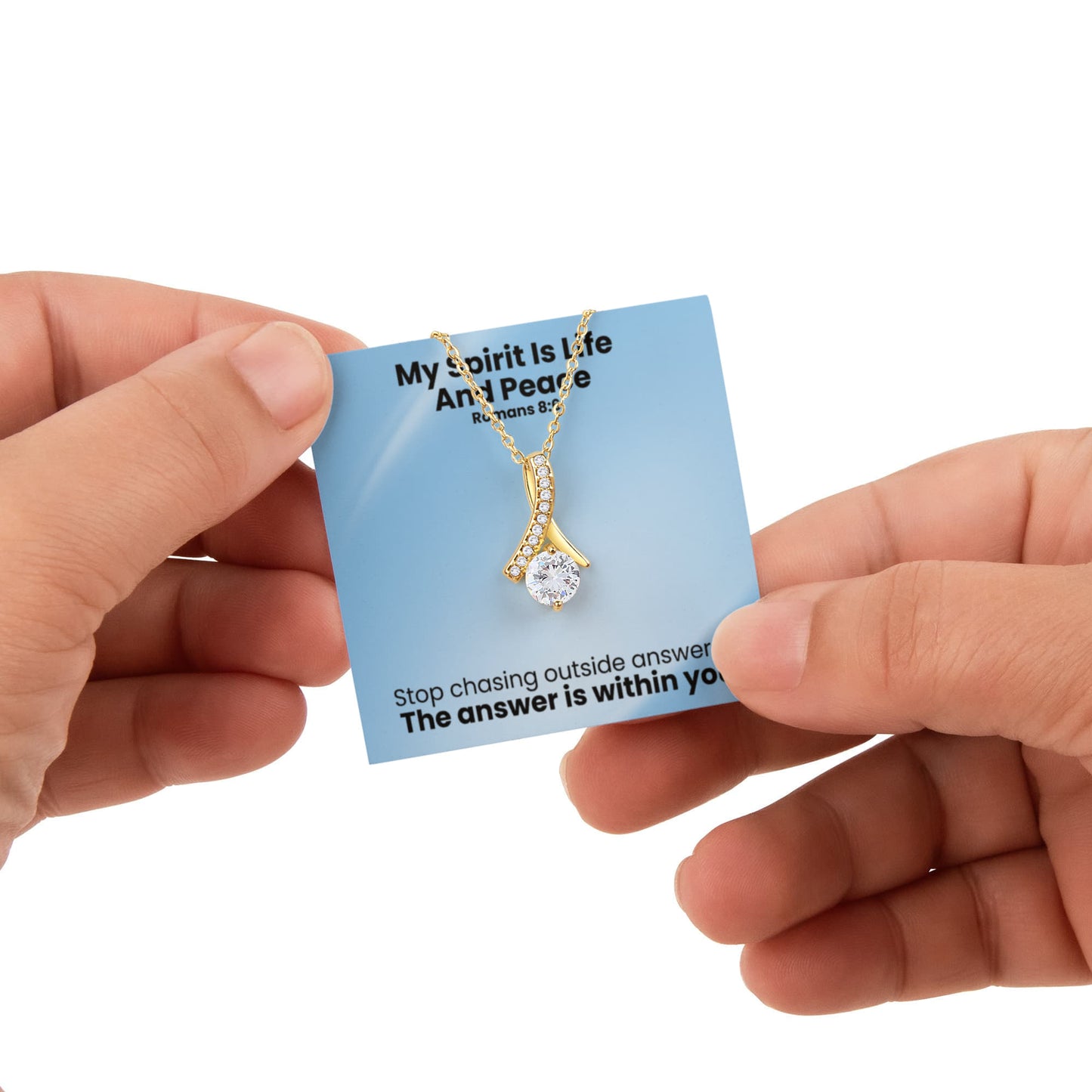 My Spirit Is Life And Peace (Romans 8:6) | Alluring Beauty Necklace in Rotating Rose Gift Box