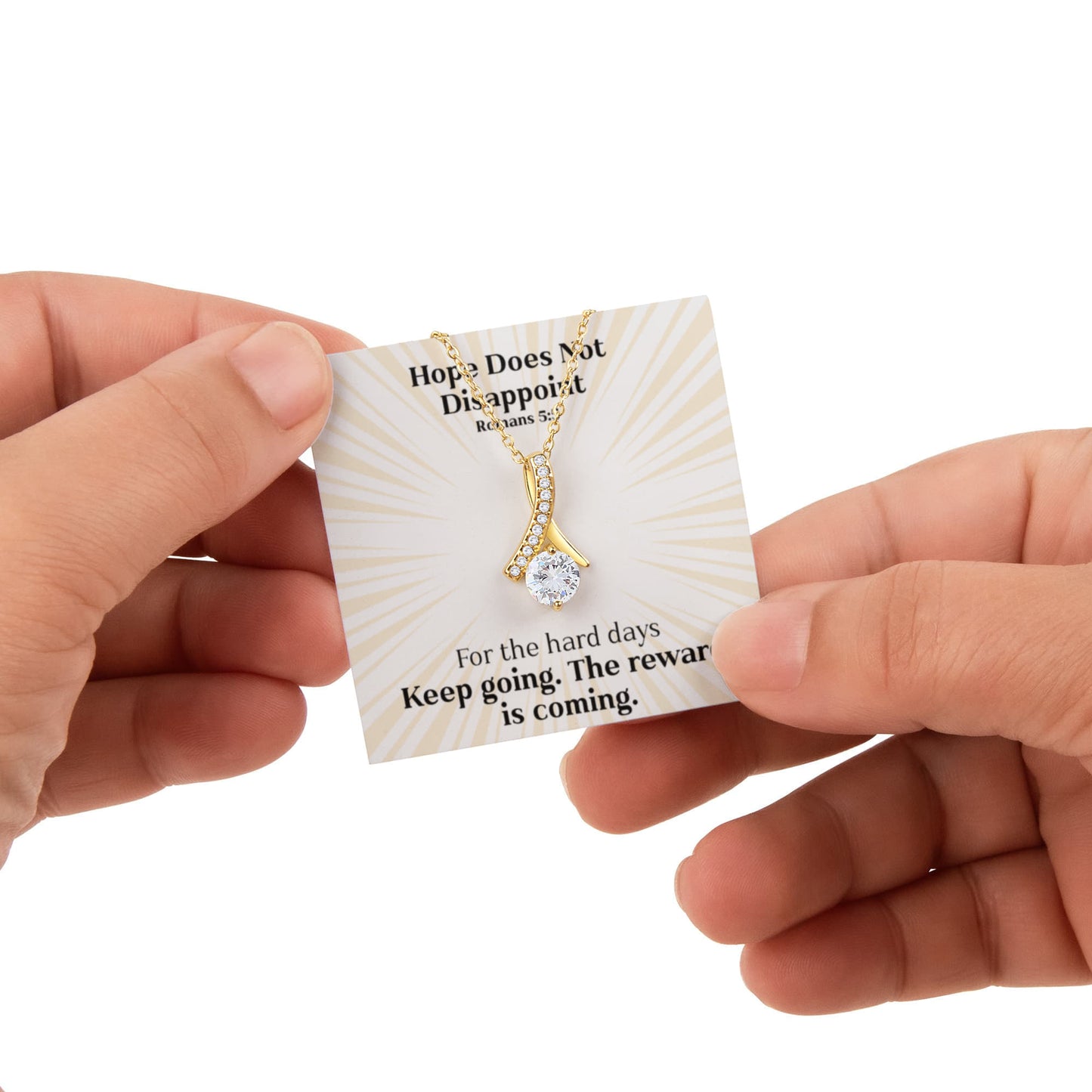 Hope Does Not Disappoint (Romans 5:5) | Alluring Beauty Necklace in Rotating Rose Gift Box