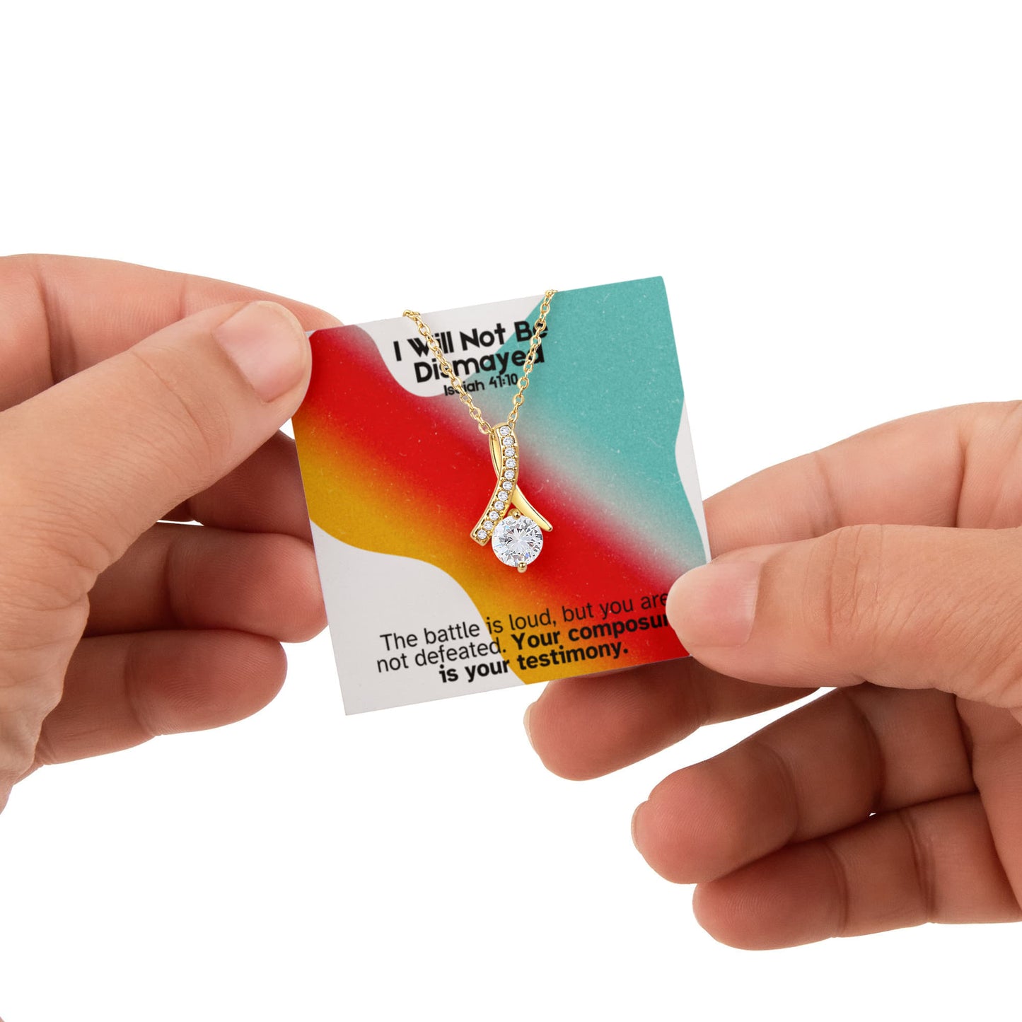 I Will Not Be Dismayed (Isaiah 41:10) | Alluring Beauty Necklace in Rotating Rose Gift Box