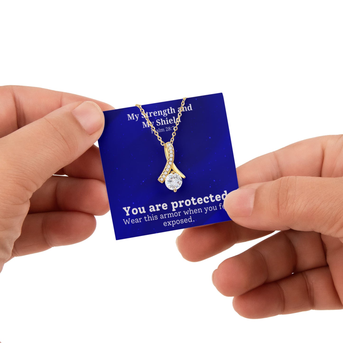 My Strength and My Shield (Psalm 28:7) | Alluring Beauty Necklace in Rotating Rose Gift Box