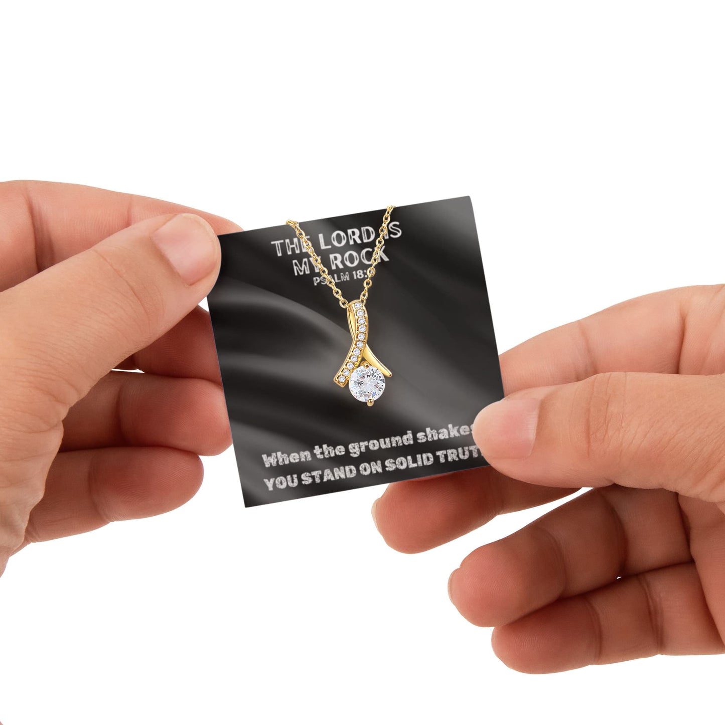 The Lord Is My Rock (Psalm 18:2) | Alluring Beauty Necklace in Rotating Rose Gift Box