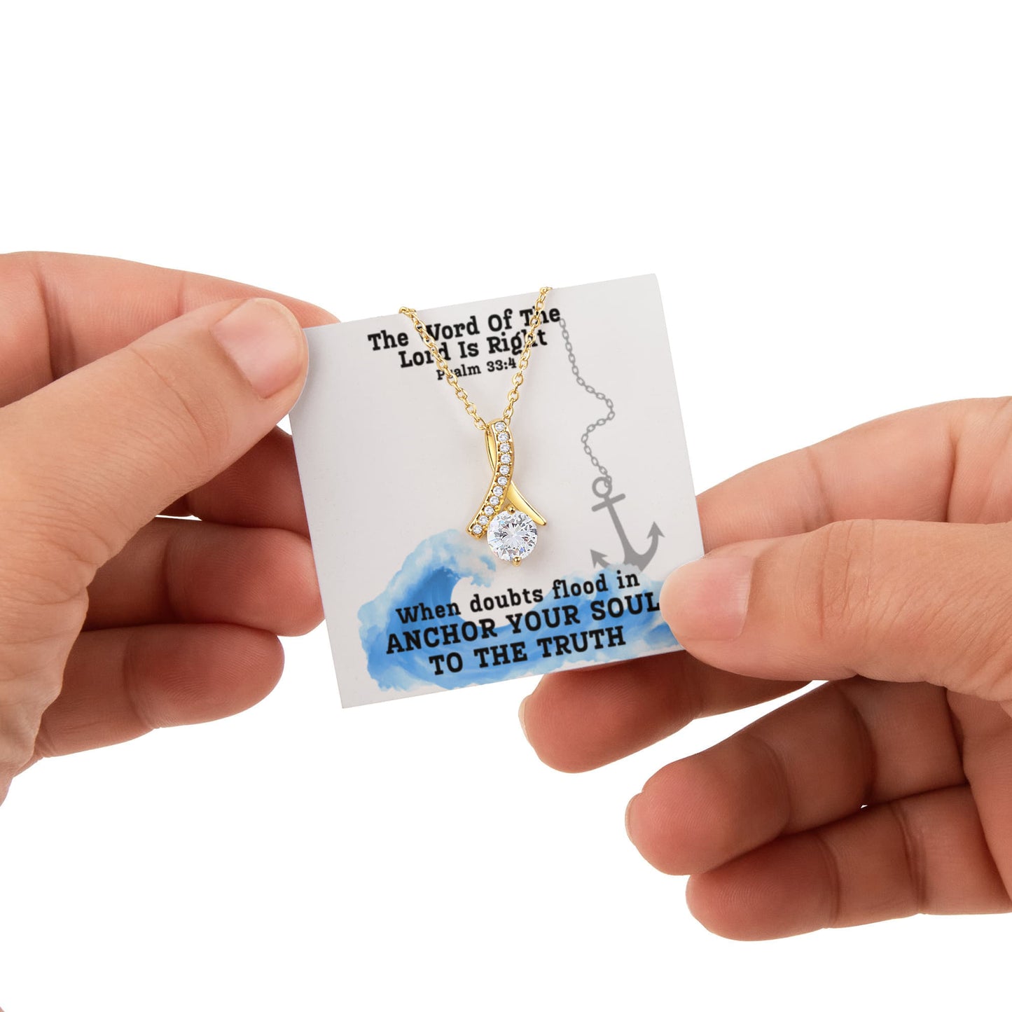 The Word Of The Lord Is Right (Psalm 33:4) | Alluring Beauty Necklace in Rotating Rose Gift Box