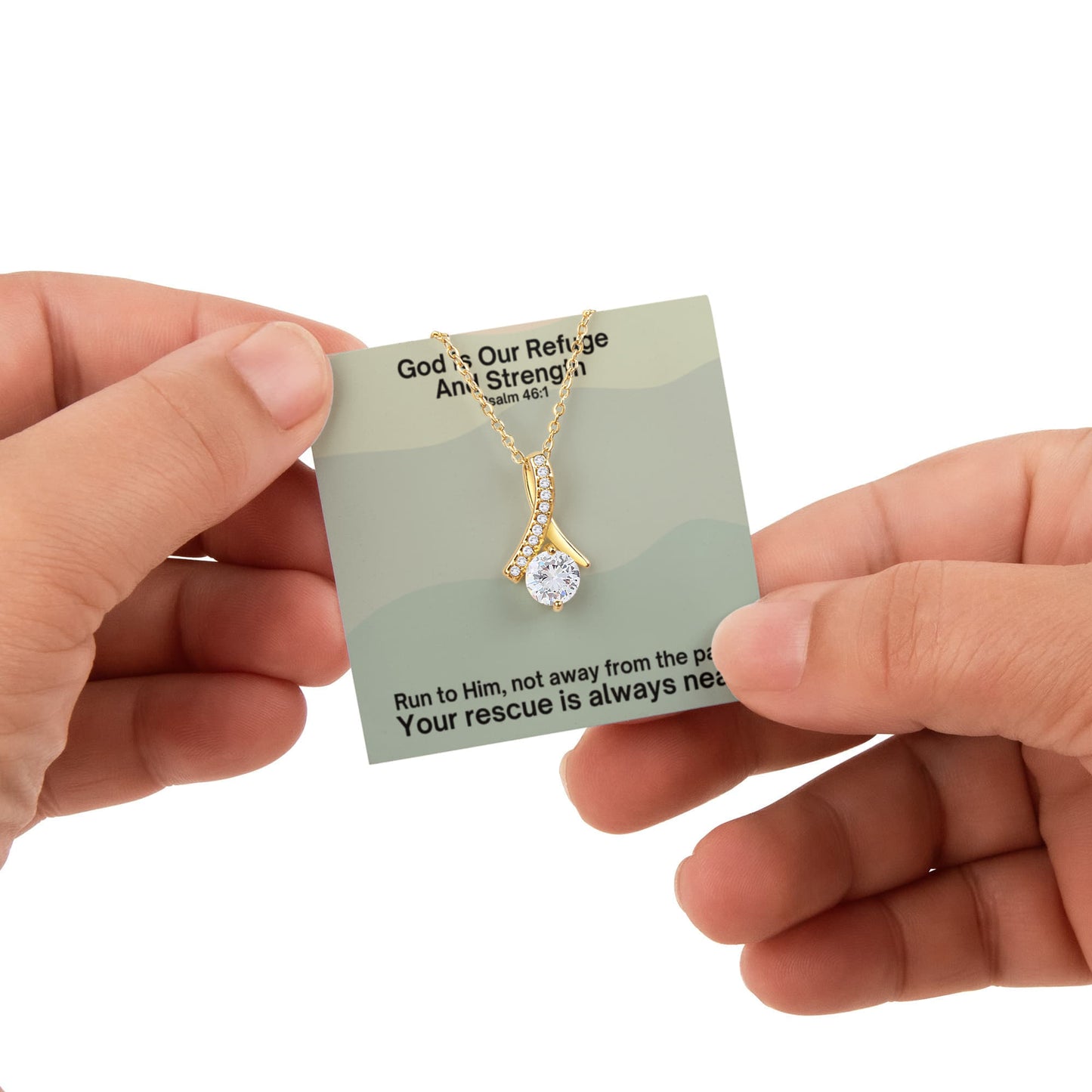 God Is Our Refuge And Strength (Psalm 46:1) | Alluring Beauty Necklace in Rotating Rose Gift Box