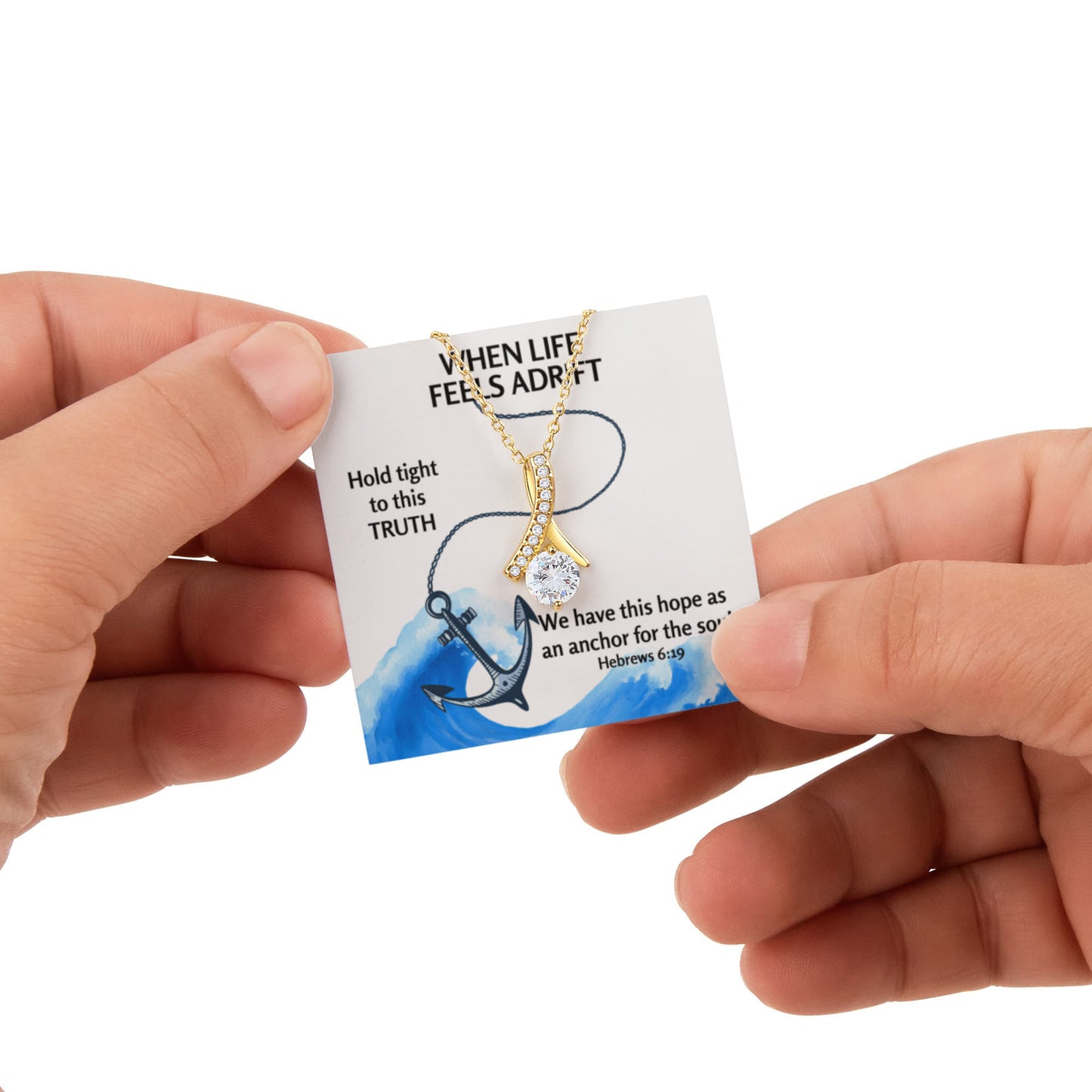 Hope Anchors The Soul (Hebrews 6:19) | Alluring Beauty Necklace in Rotating Rose Gift Box