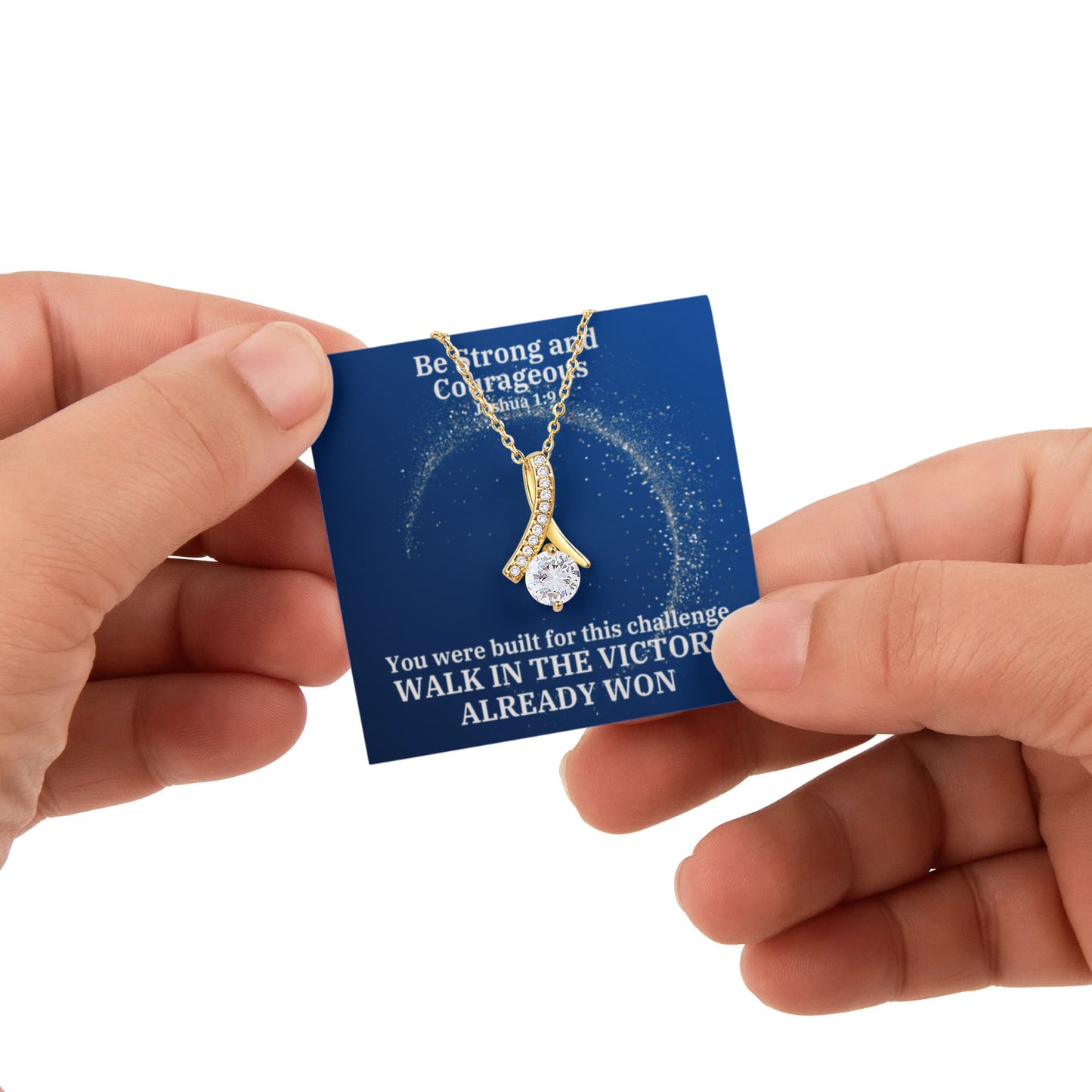 Be Strong And Courageous (Joshua 1:9) | Alluring Beauty Necklace in Rotating Rose Gift Box